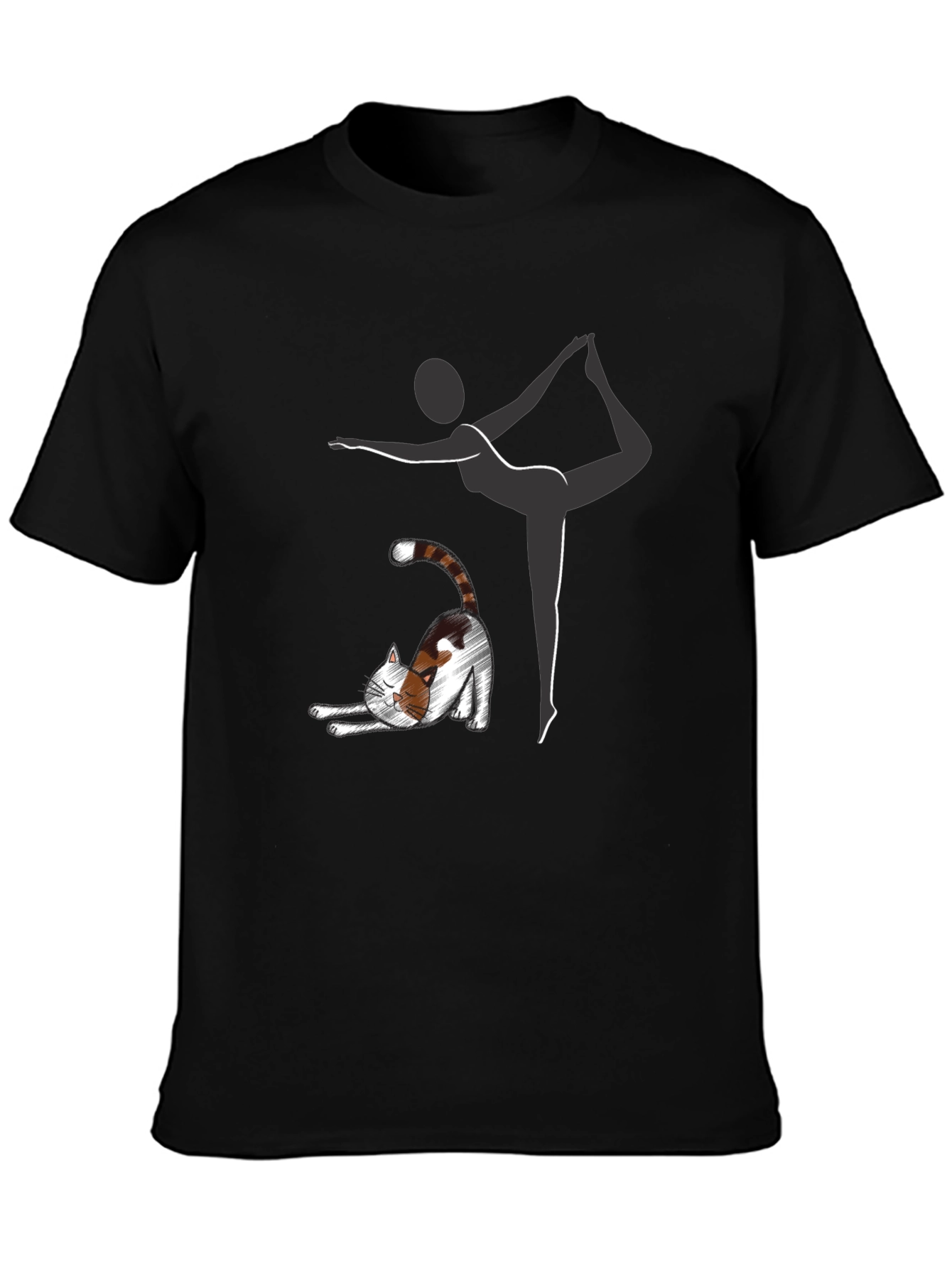 Black Yoga Cat T-Shirt view 3
