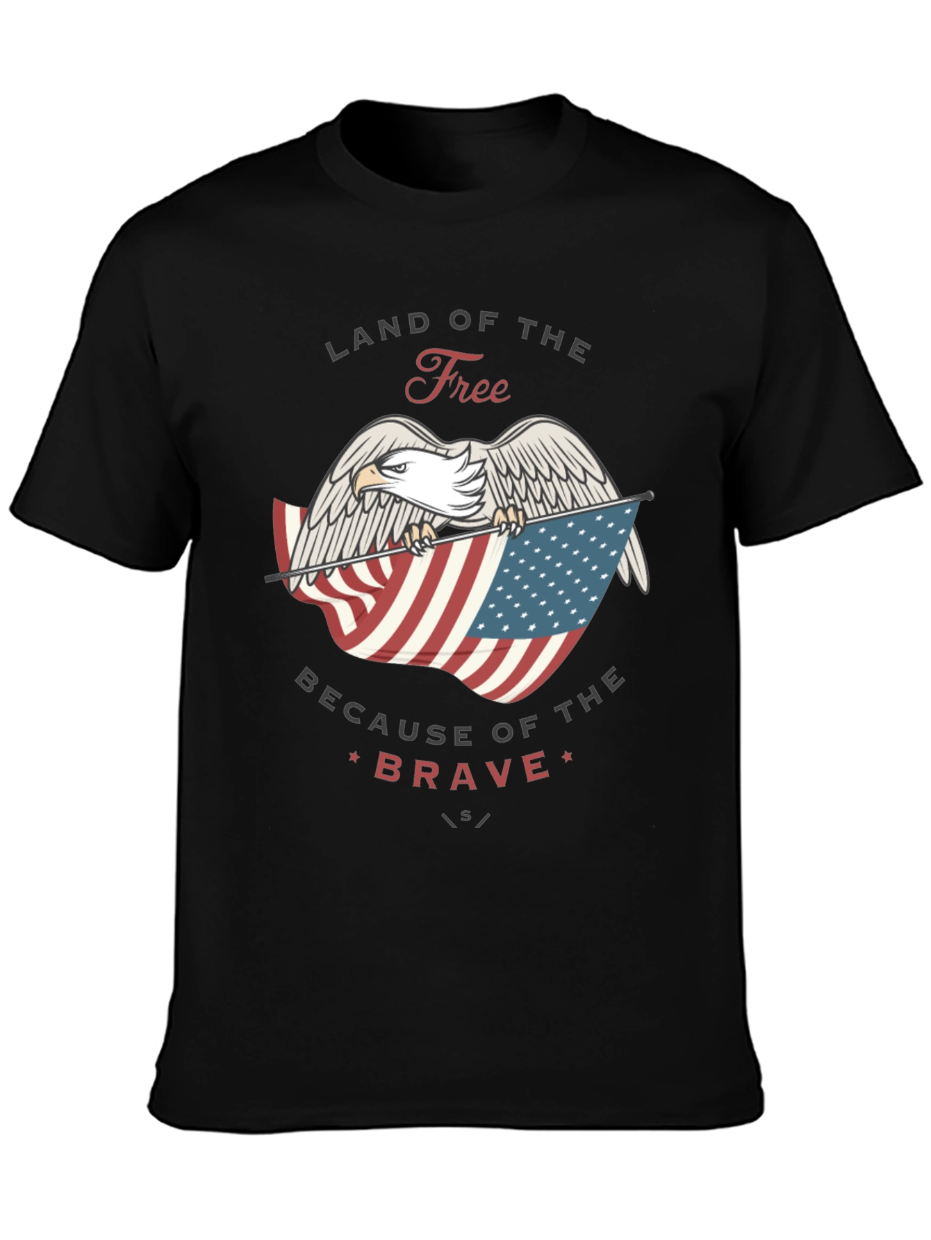 Black Land of the Free Patriotic Eagle Graphic Tee view 3