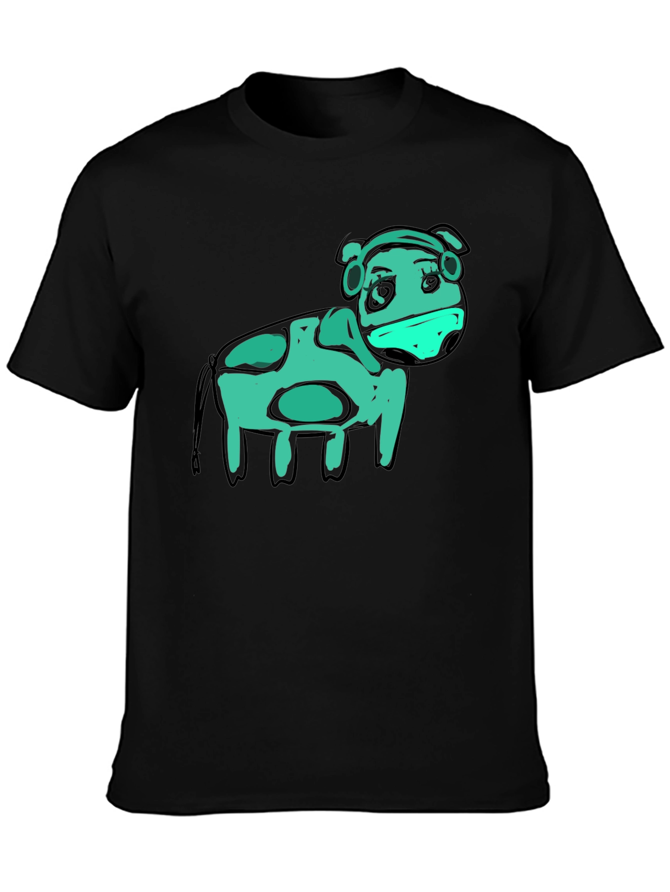 Black Cow Graphic Black T-Shirt - Unique Art view 3