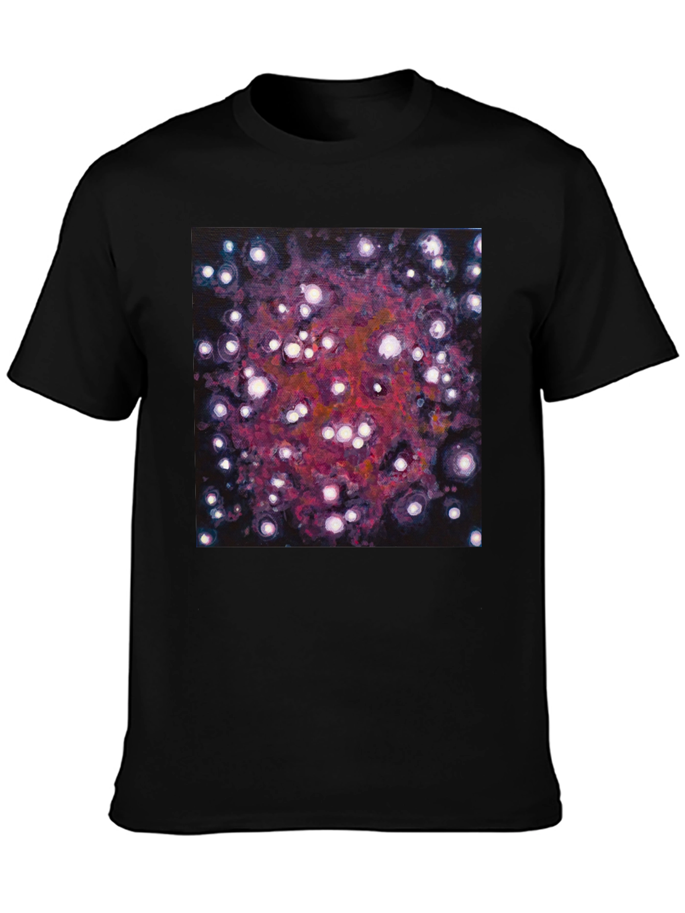 Black Abstract Galaxy Print Black T-Shirt view 3