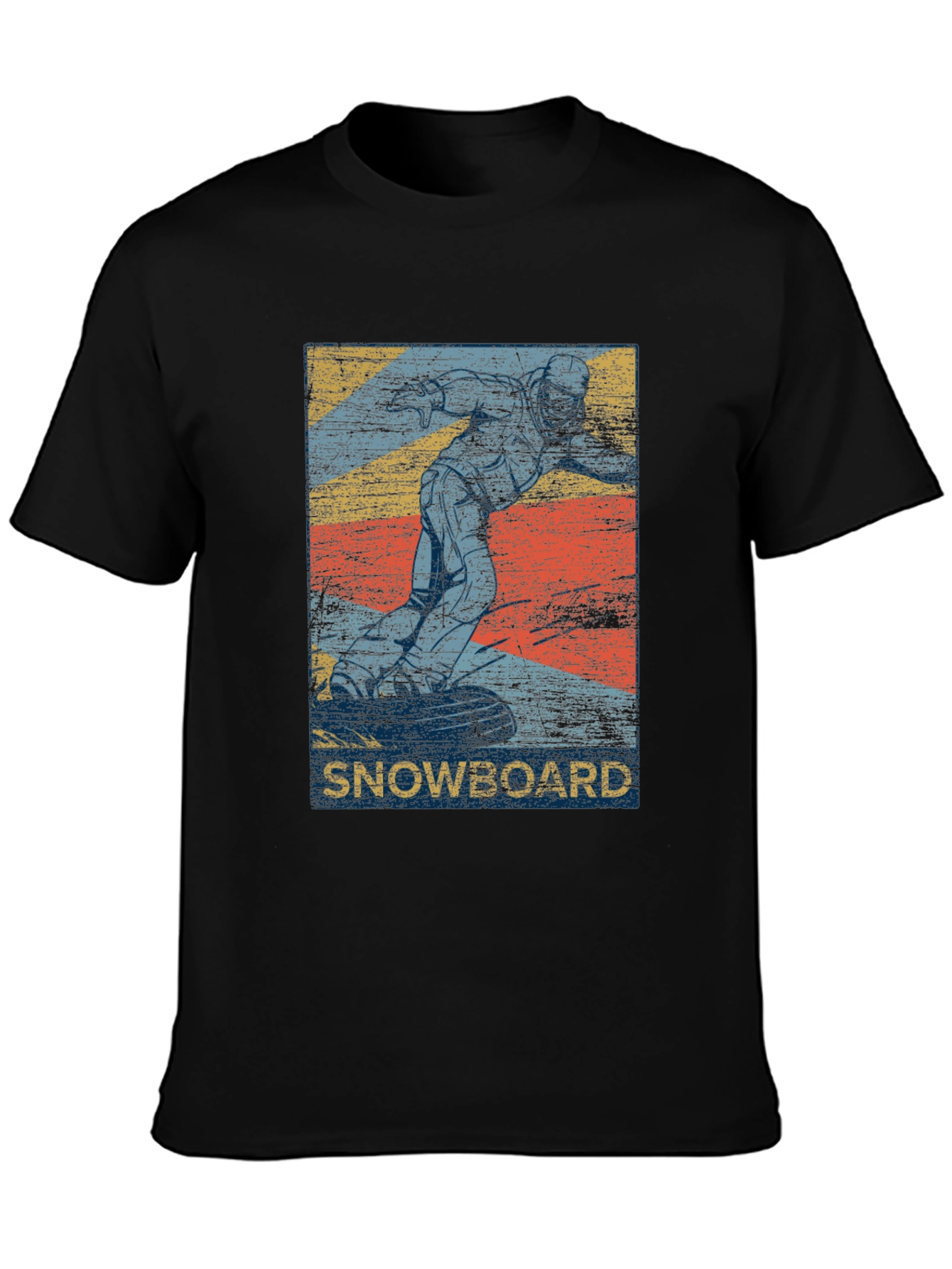 Black Vintage Snowboard Graphic T-Shirt - Black view 3