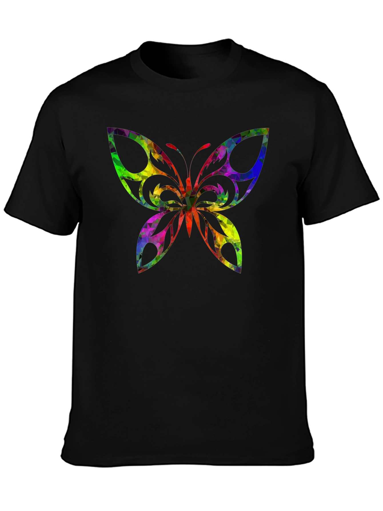 Black Geometric Butterfly Black T-Shirt view 3