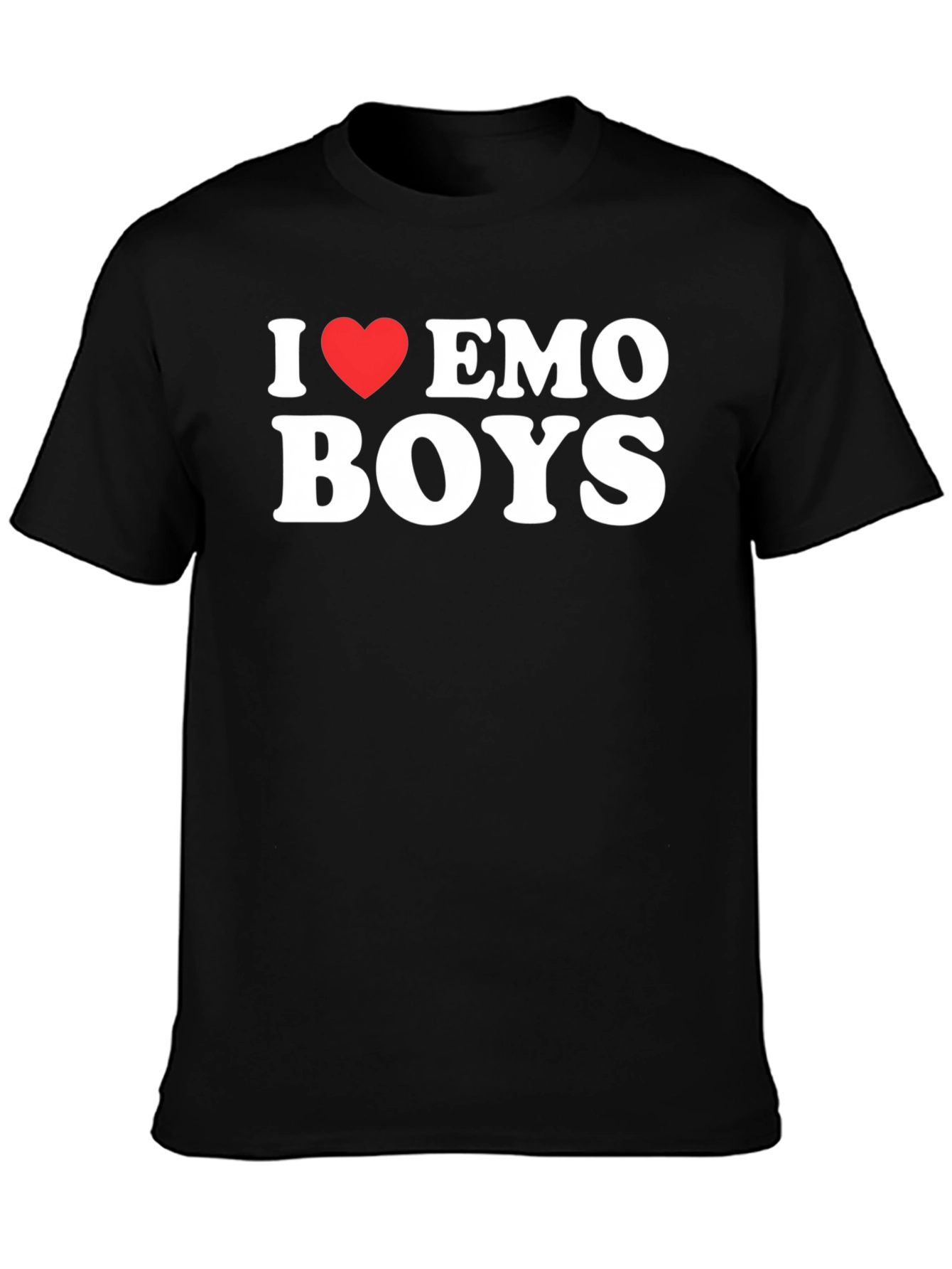 Black I Heart Emo Boys Graphic Tee - Black Crew Neck T-Shirt view 3