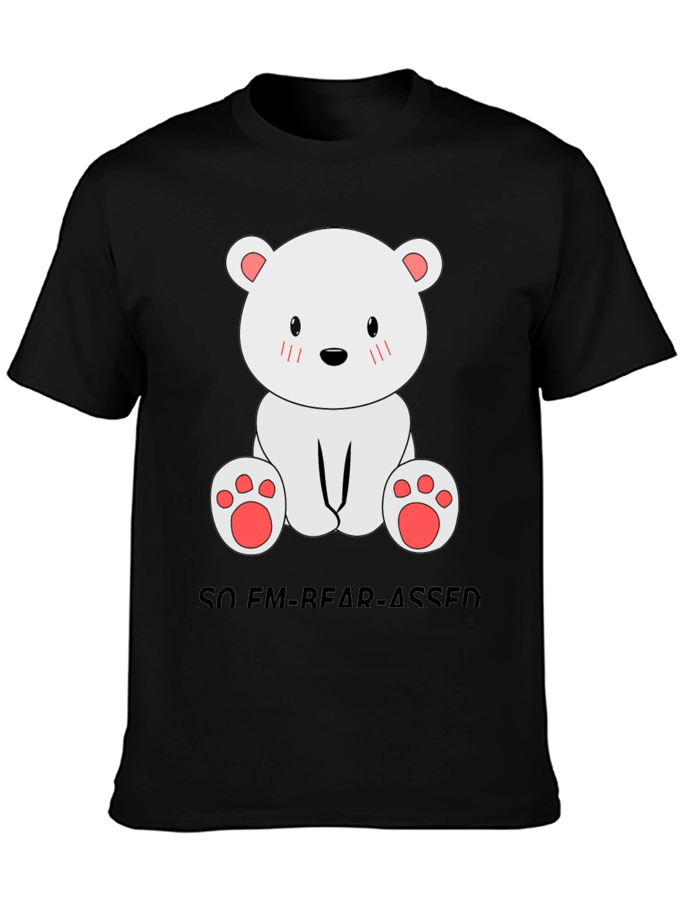 Black Funny Bear Pun T-Shirt - So Em-bear-assed! view 3