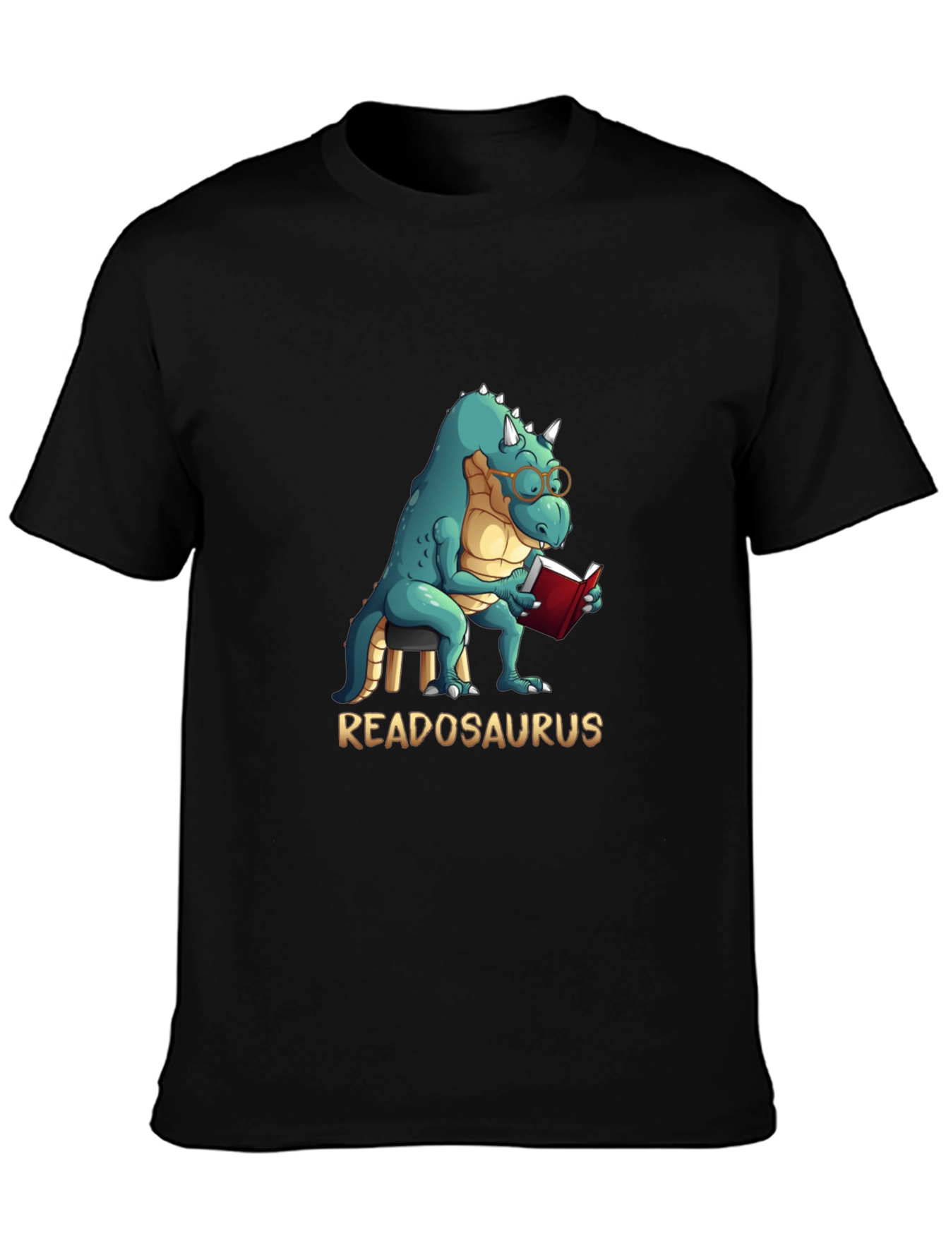 Black Readosaurus T-Shirt - Reading Dinosaur Tee view 3