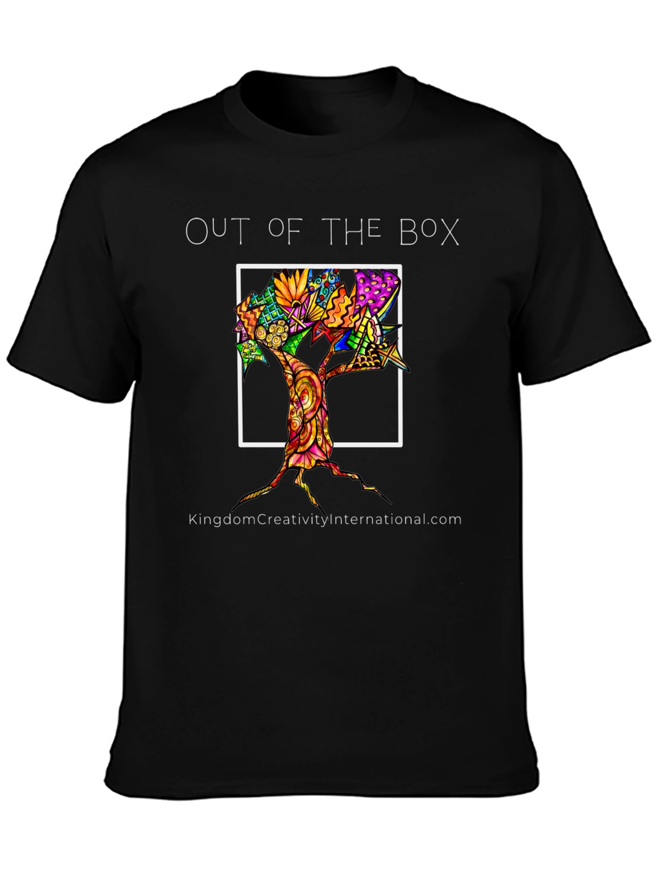 Black Out of the Box Tree Graphic T-Shirt view 3