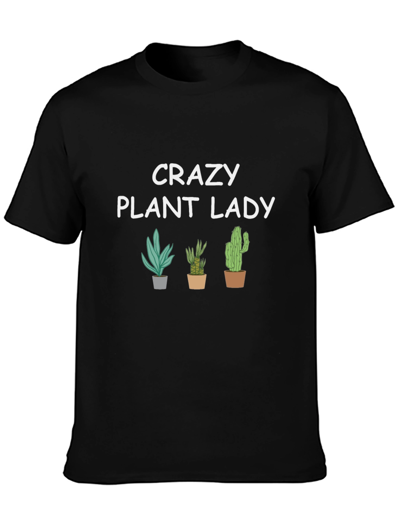 Black Crazy Plant Lady Graphic Tee -  Black Cotton T-Shirt view 3