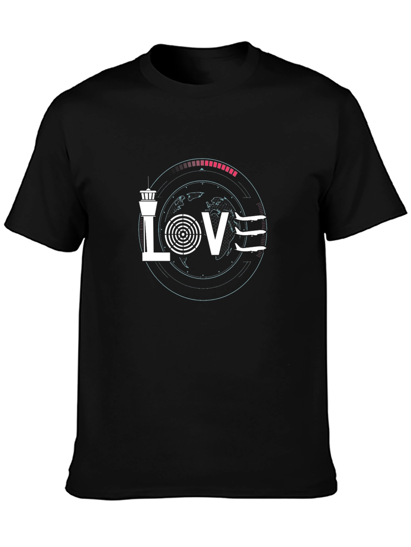 Black Air Traffic Controller Love T-Shirt view 3