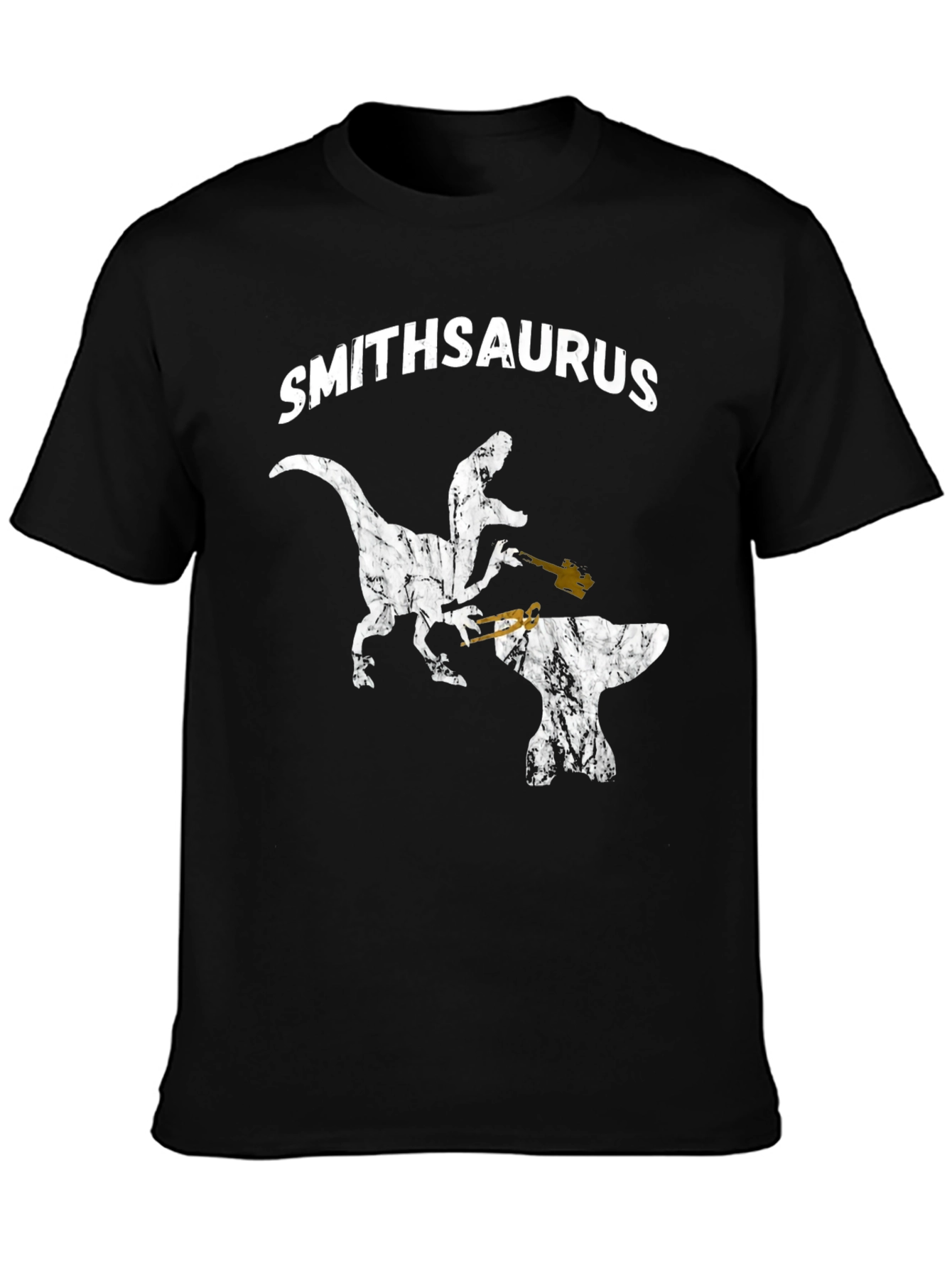 Black Smithsaurus Black T-Shirt - Dinosaur Blacksmith view 3