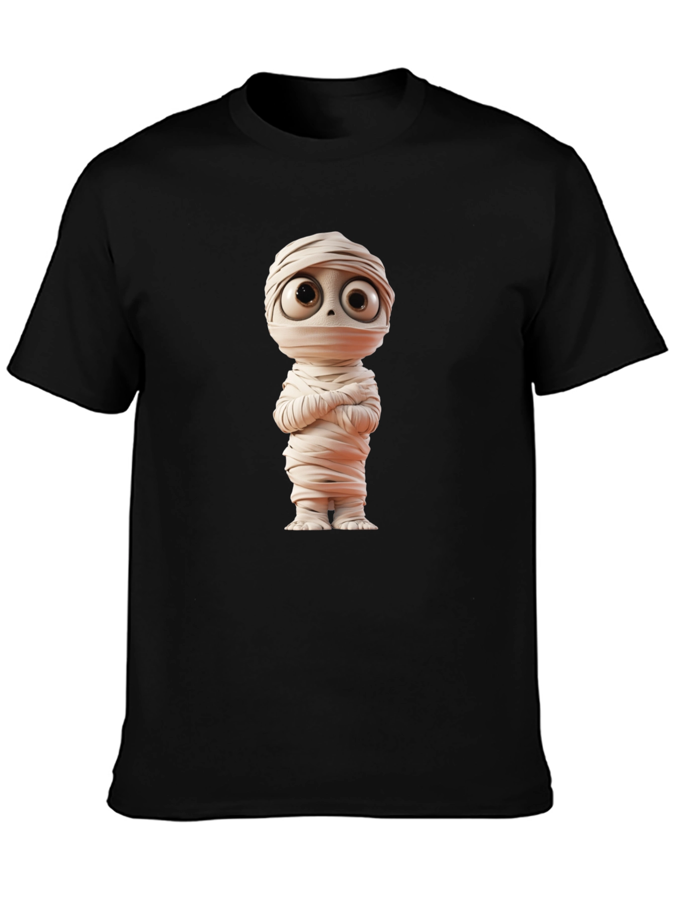 Black Cartoon Mummy Graphic Tee - Black Cotton Blend view 3