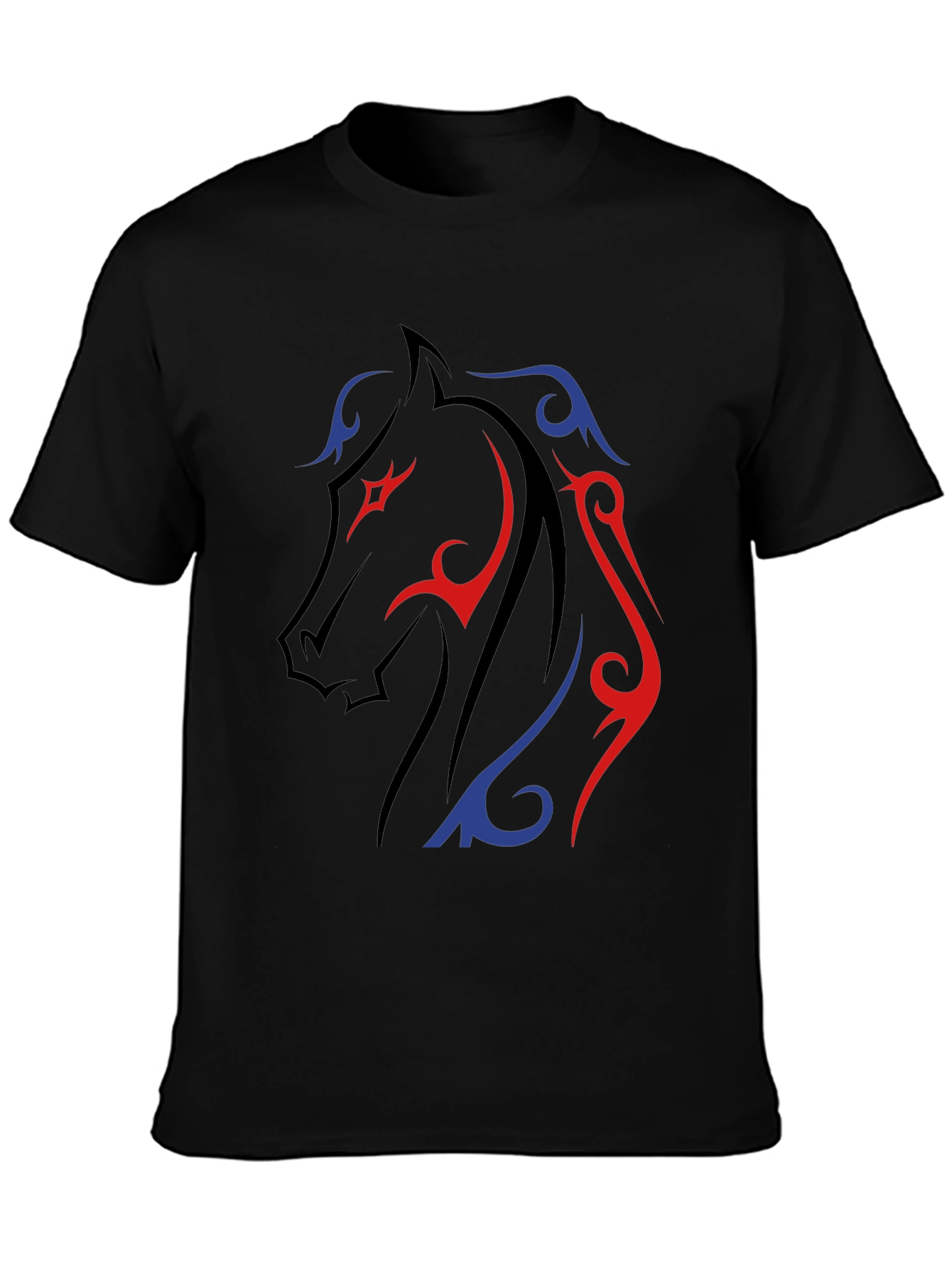 Black Tribal Horse Graphic Tee - Black view 3