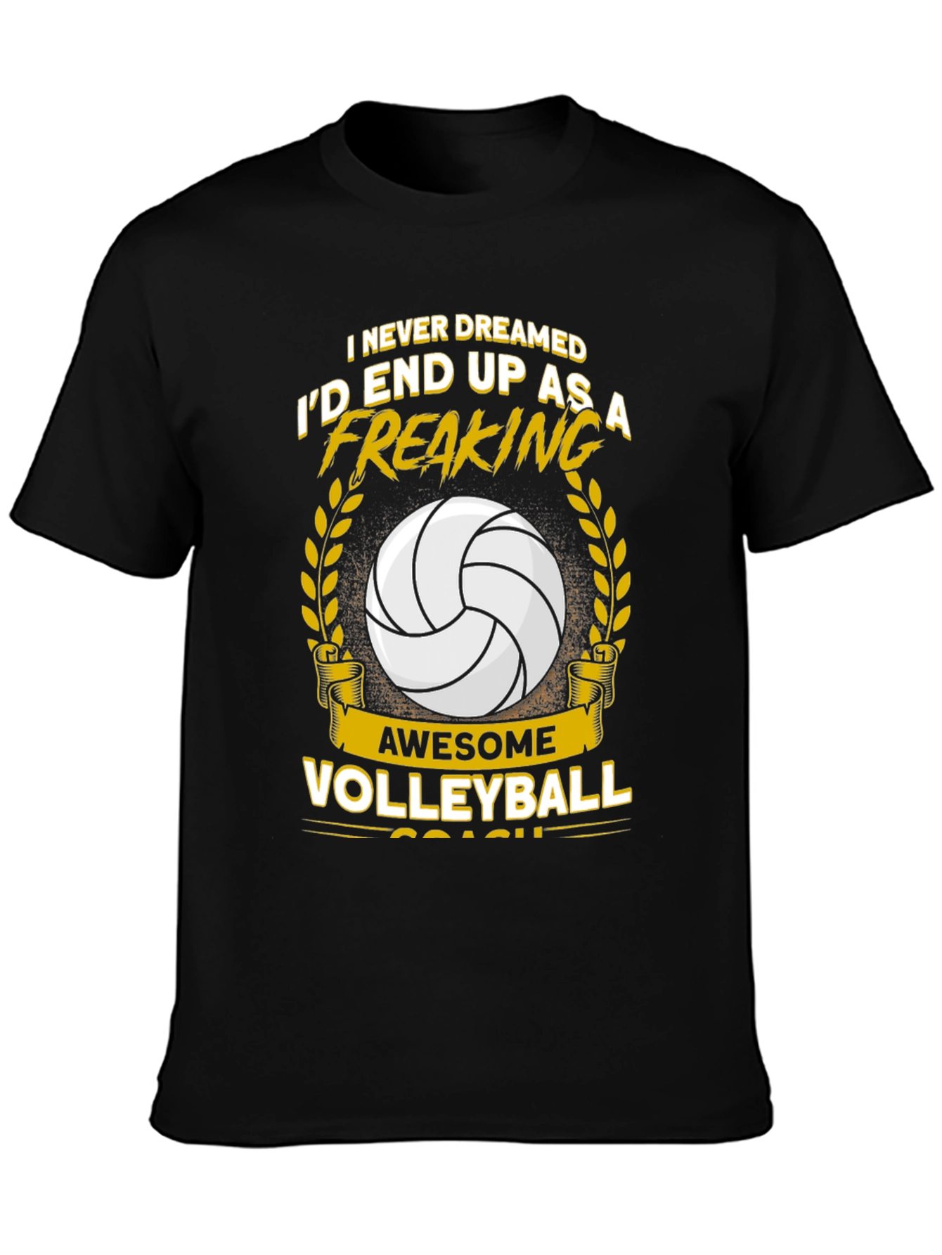 Black Awesome Volleyball Coach Graphic T-Shirt view 3