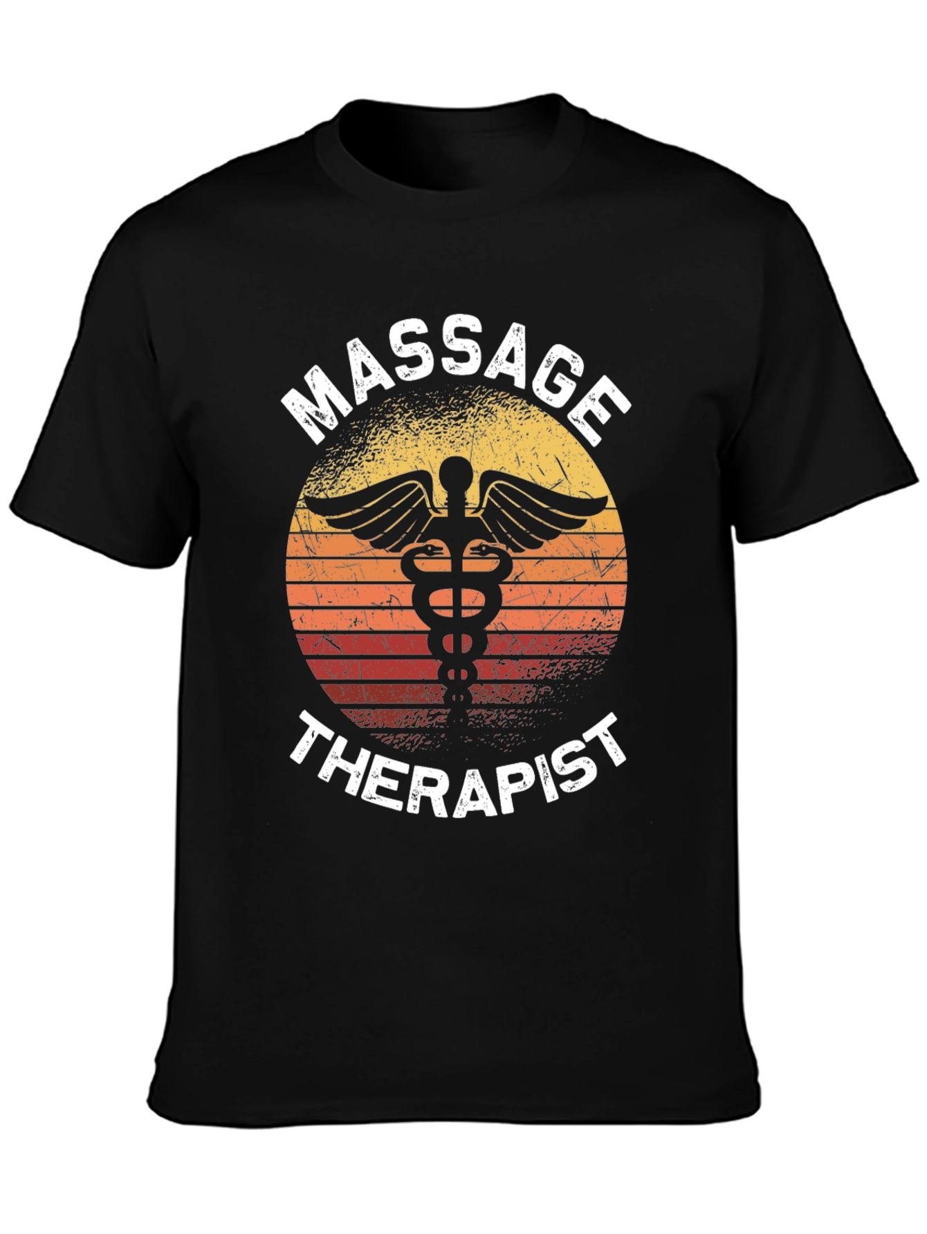 Black Massage Therapist Sunset T-Shirt view 3