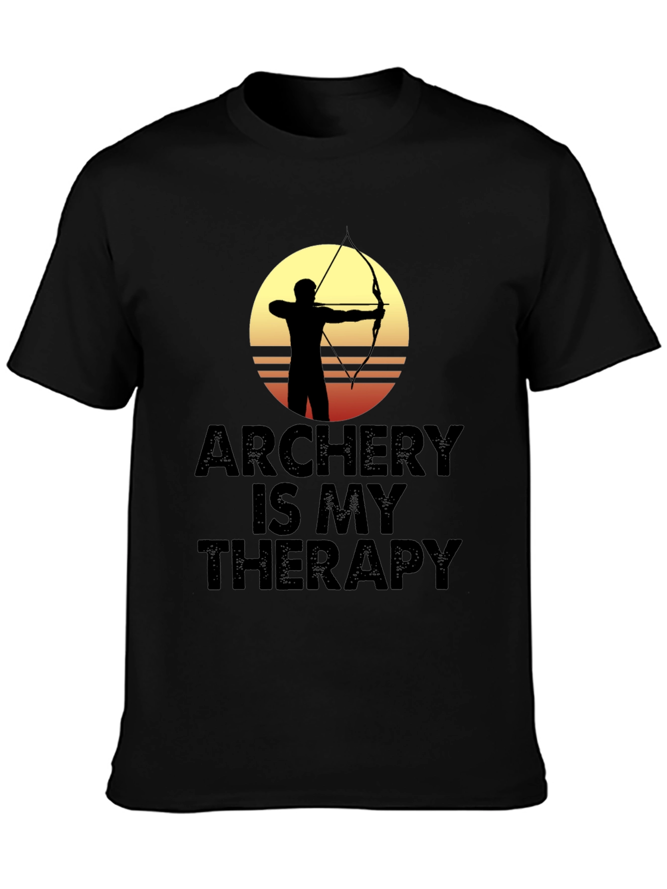 Black Archery Is My Therapy T-Shirt - Archer Silhouette Graphic Tee view 3