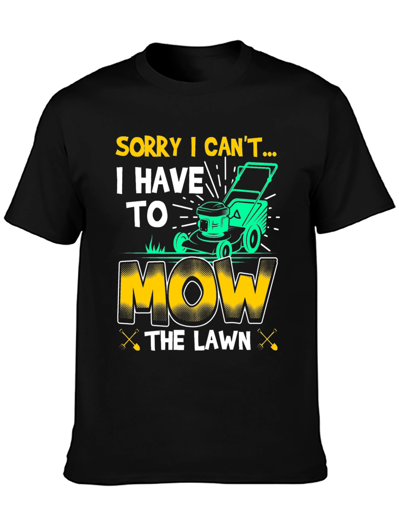 Black Funny "Mow the Lawn" Graphic T-Shirt view 3