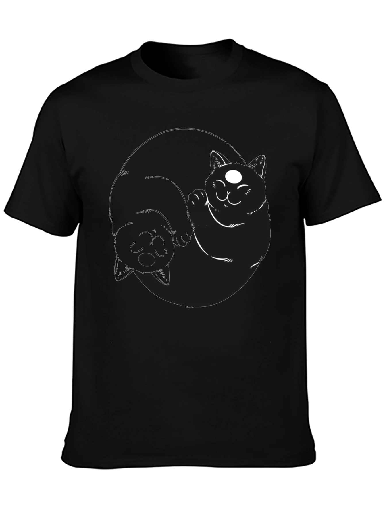 Black Yin Yang Cats Black T-Shirt view 3