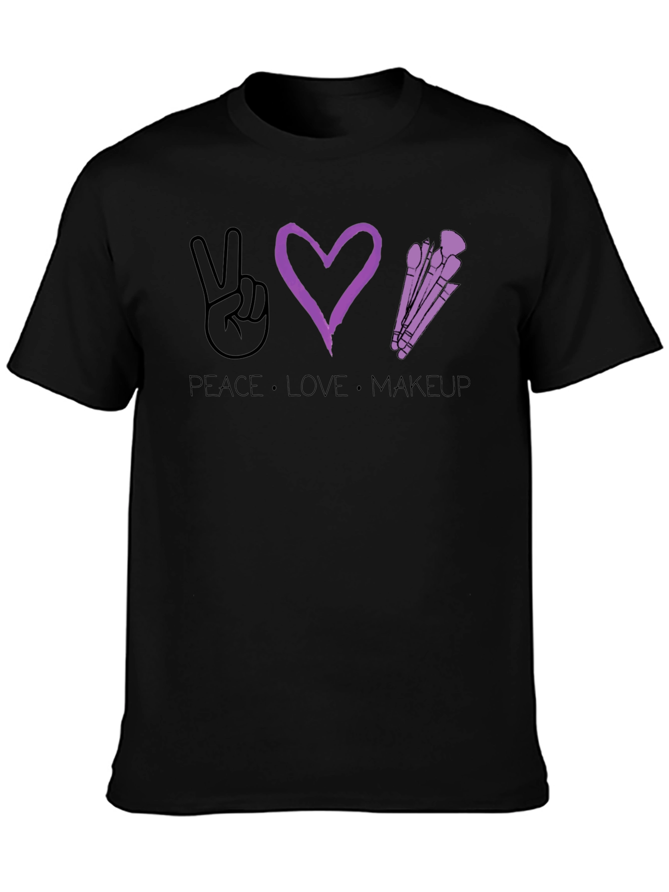 Black Peace Love Makeup T-Shirt - Stylish Graphic Tee view 3