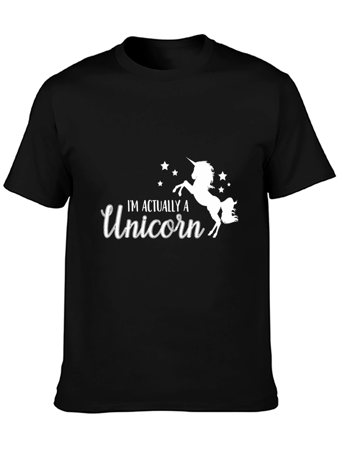 Black I'm Actually a Unicorn Black T-Shirt view 3