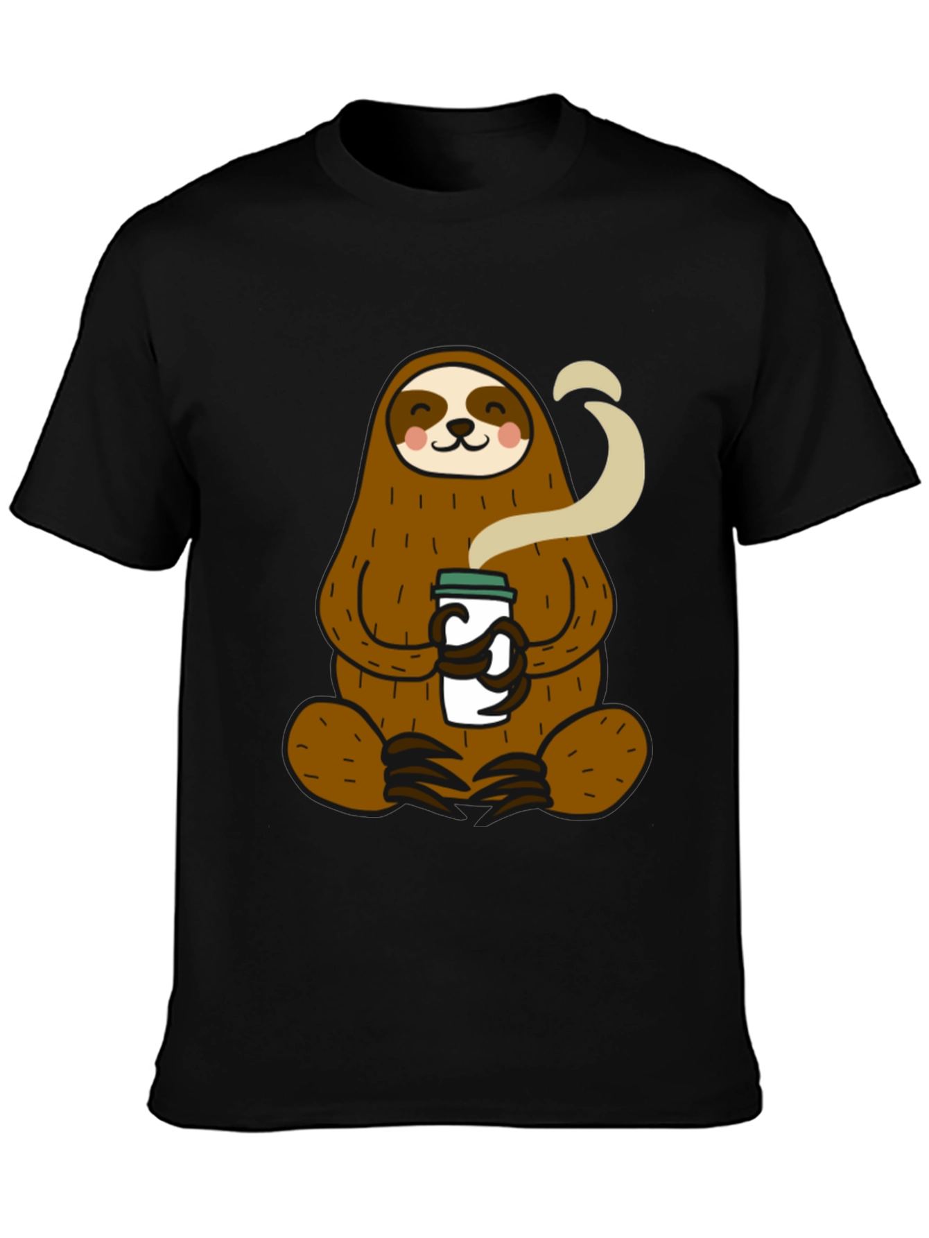 Black Sloth Coffee Lover Graphic Tee - Relaxed Fit Black T-Shirt view 3