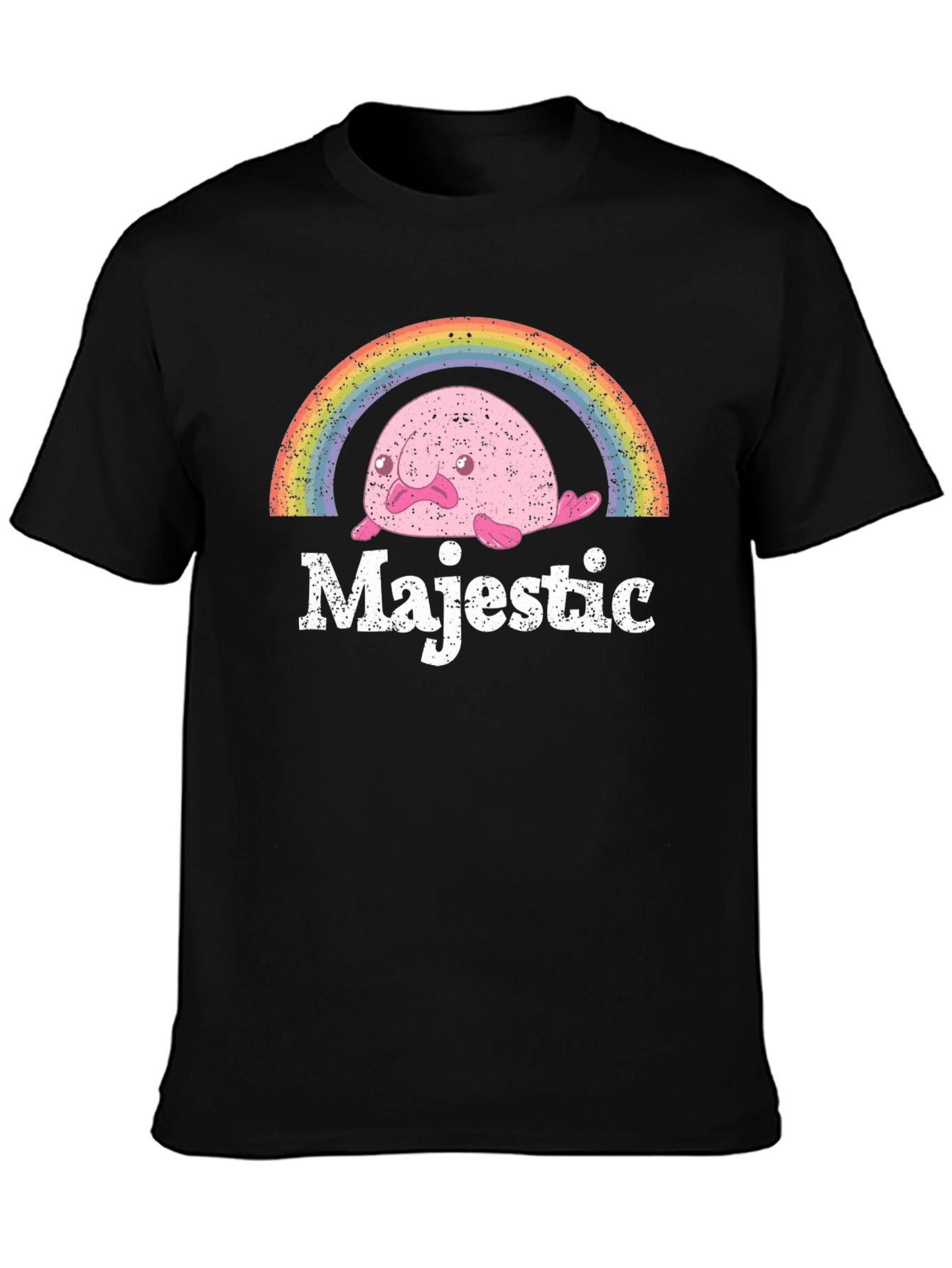 Black Majestic Blobfish Rainbow Graphic T-Shirt view 3