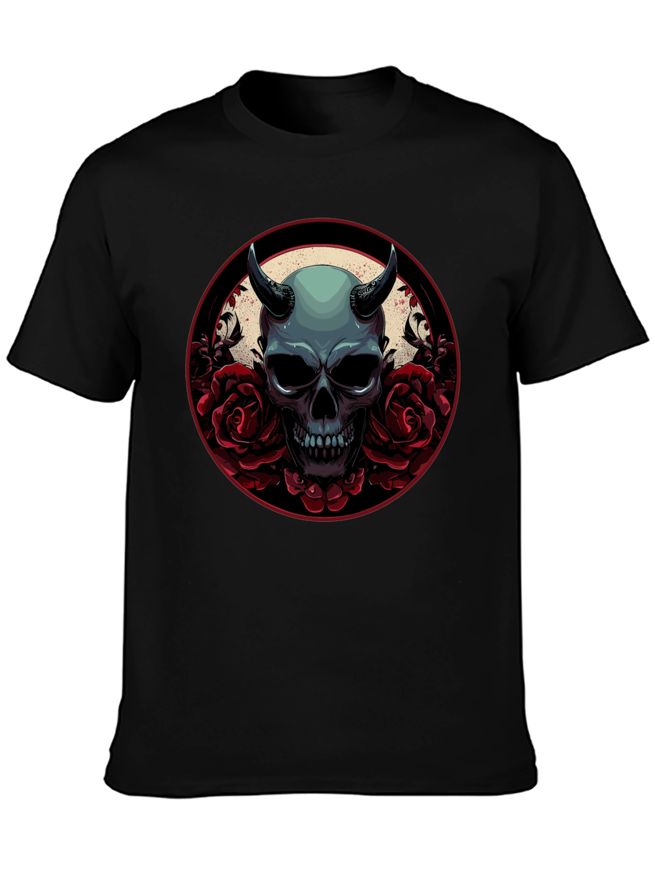 Black Skull & Roses Graphic Tee - Dark Aesthetic view 3