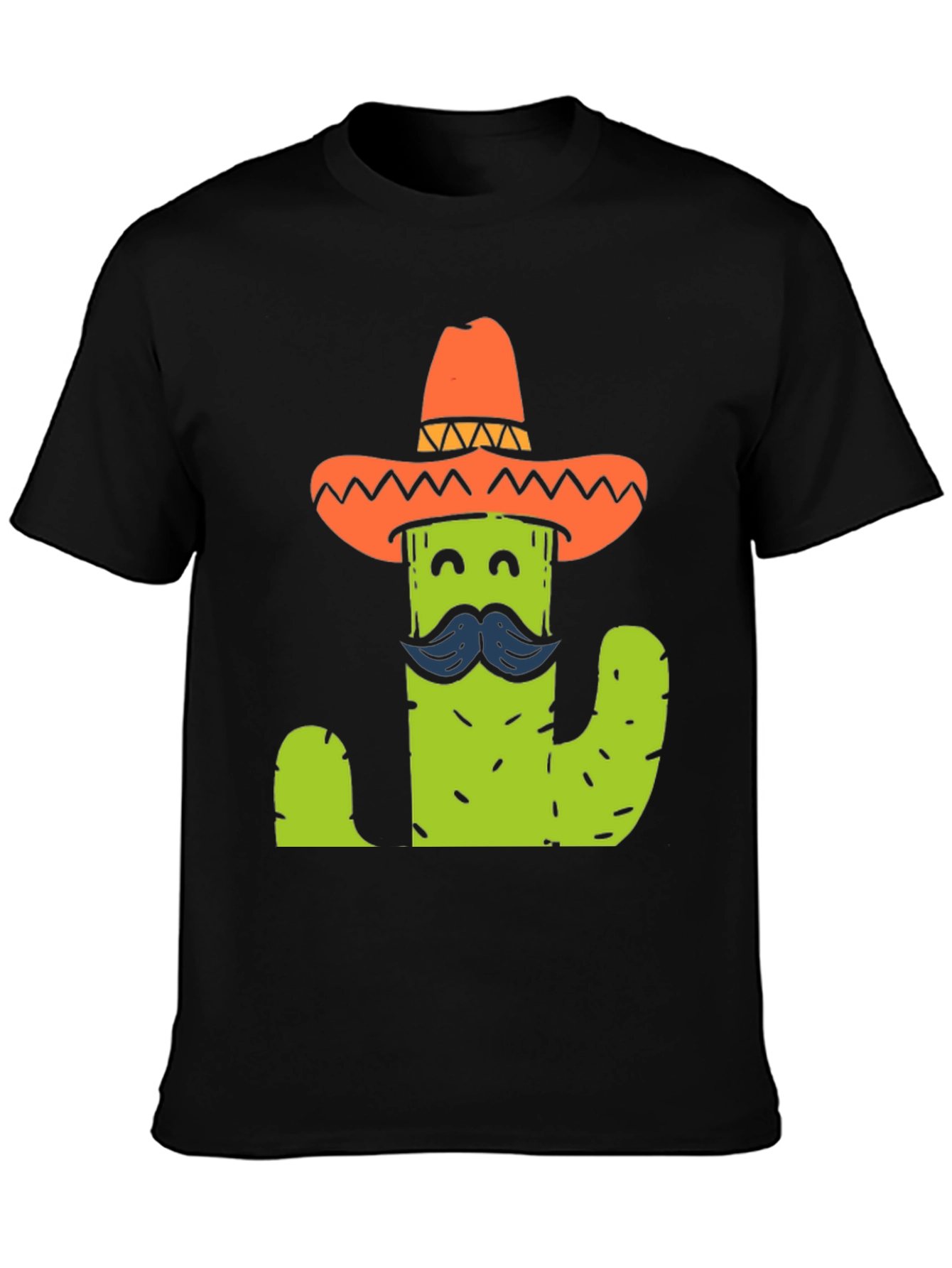 Black Cactus Sombrero T-Shirt - Funny Graphic Tee view 3