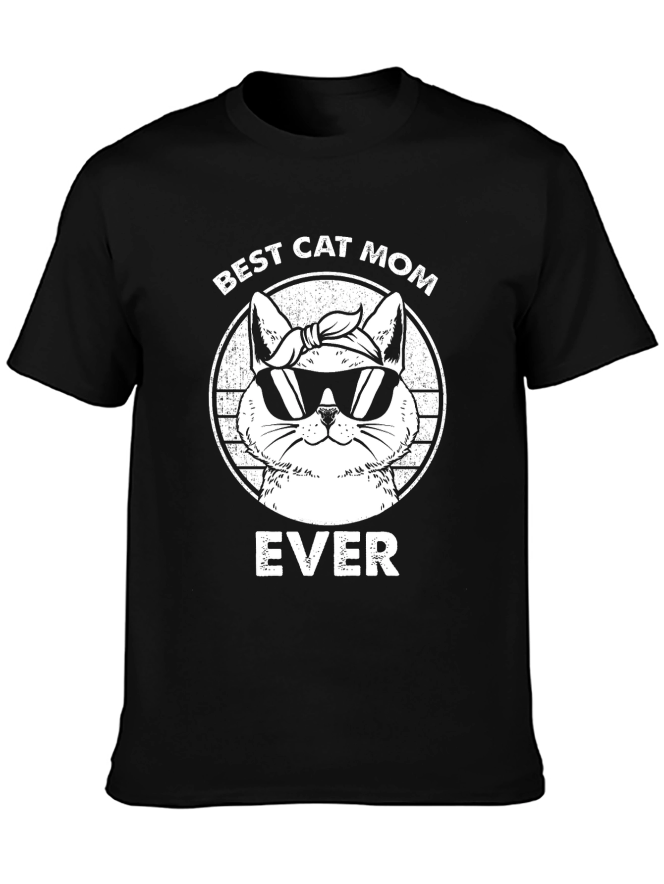 Black Best Cat Mom Ever T-Shirt - Cool Cat Design view 3