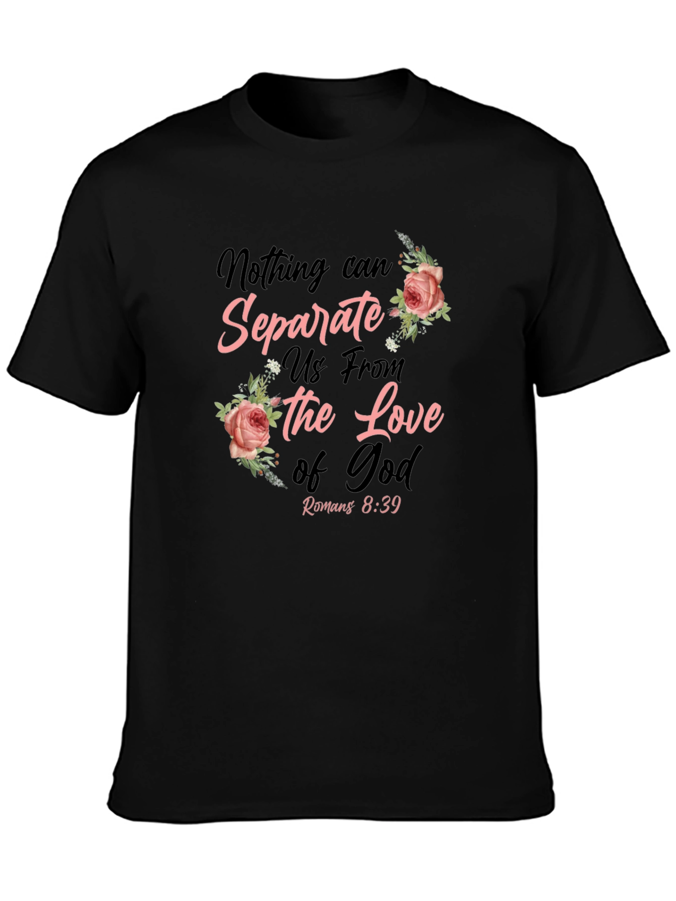 Black Floral 'Love of God' T-Shirt view 3