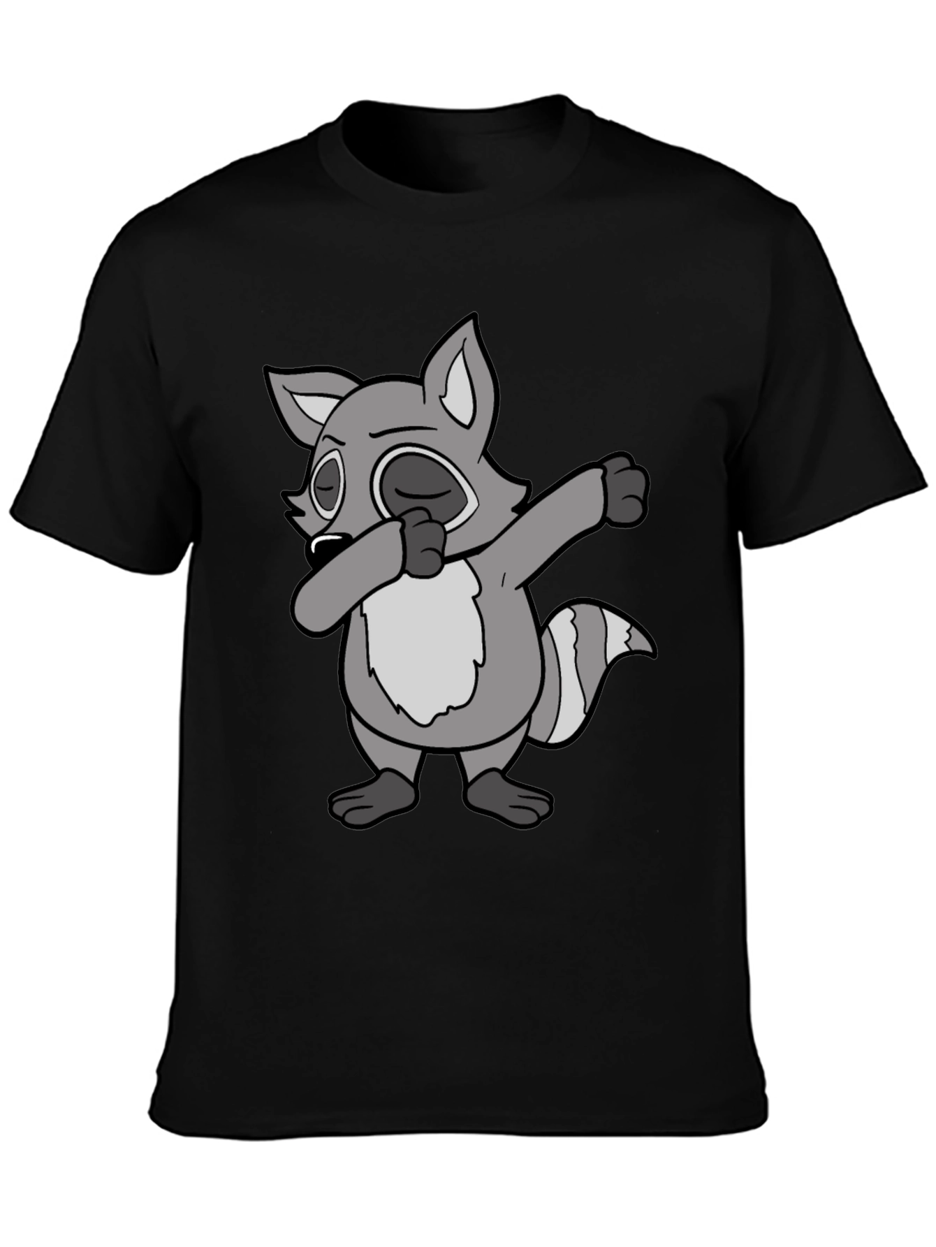 Black Dabbing Raccoon Graphic Tee view 3