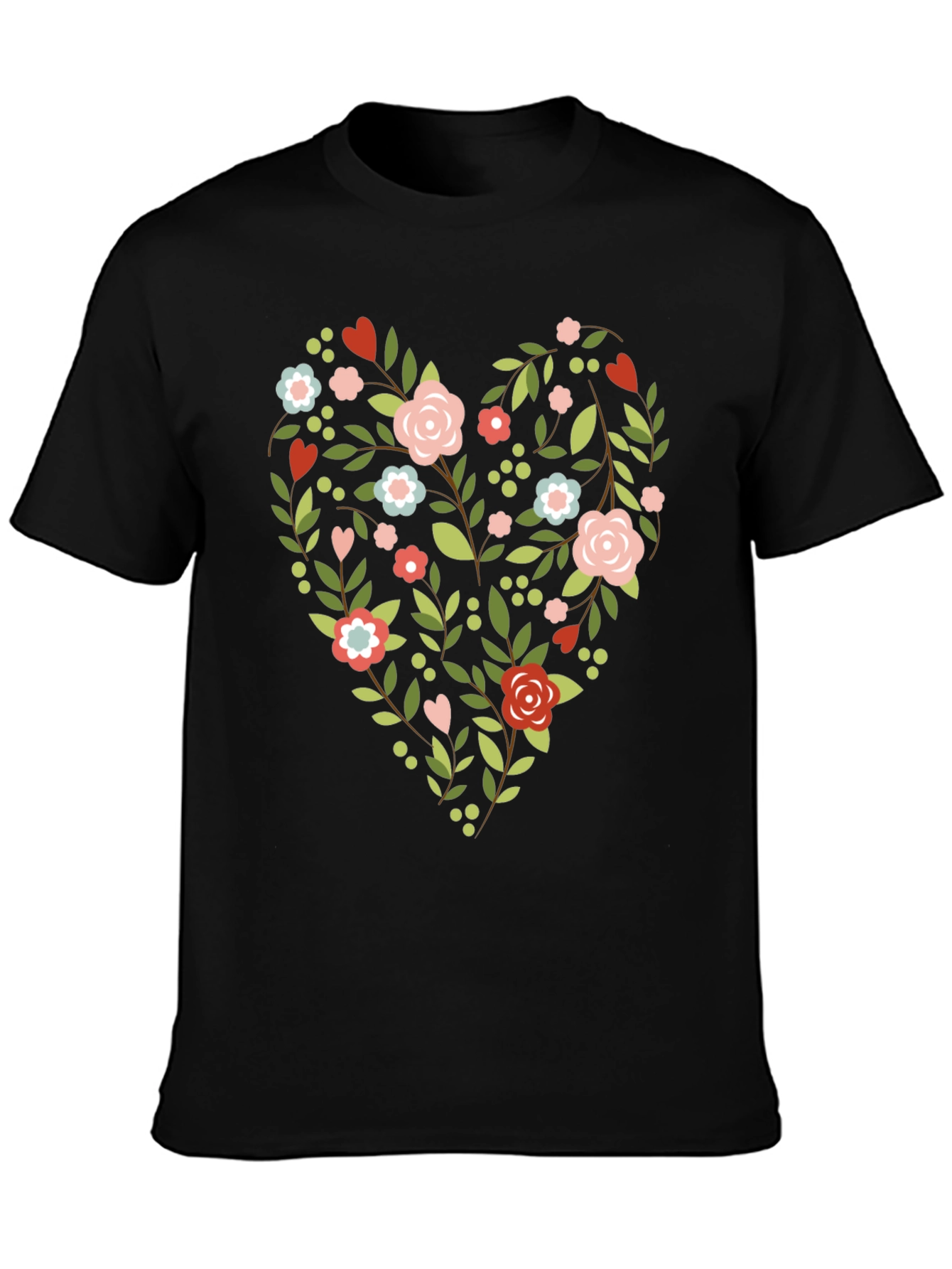 Black Floral Heart Tee - Stylish & Unique Design view 3