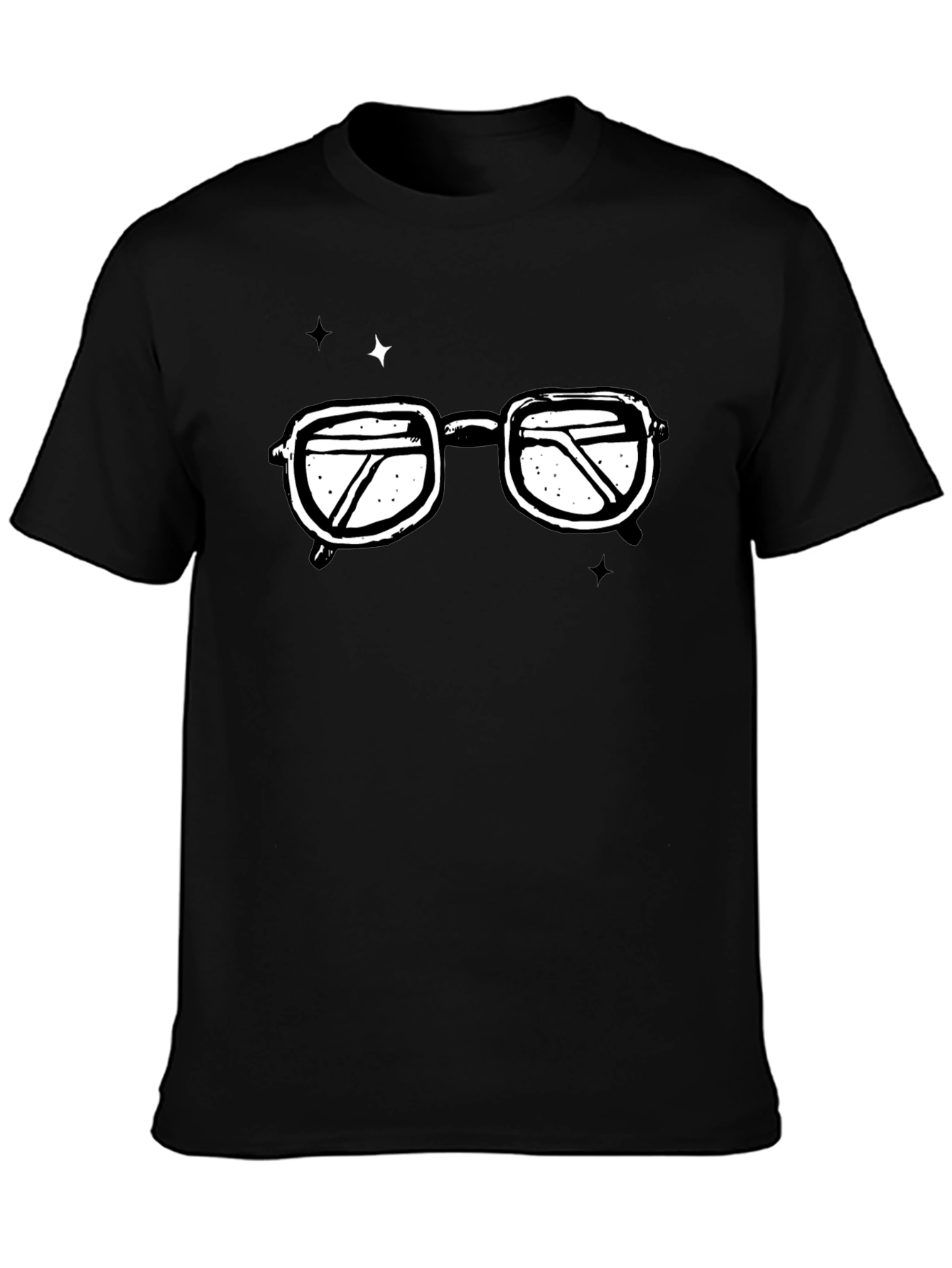 Black Retro Glasses Graphic T-Shirt - Black Cotton Tee view 3