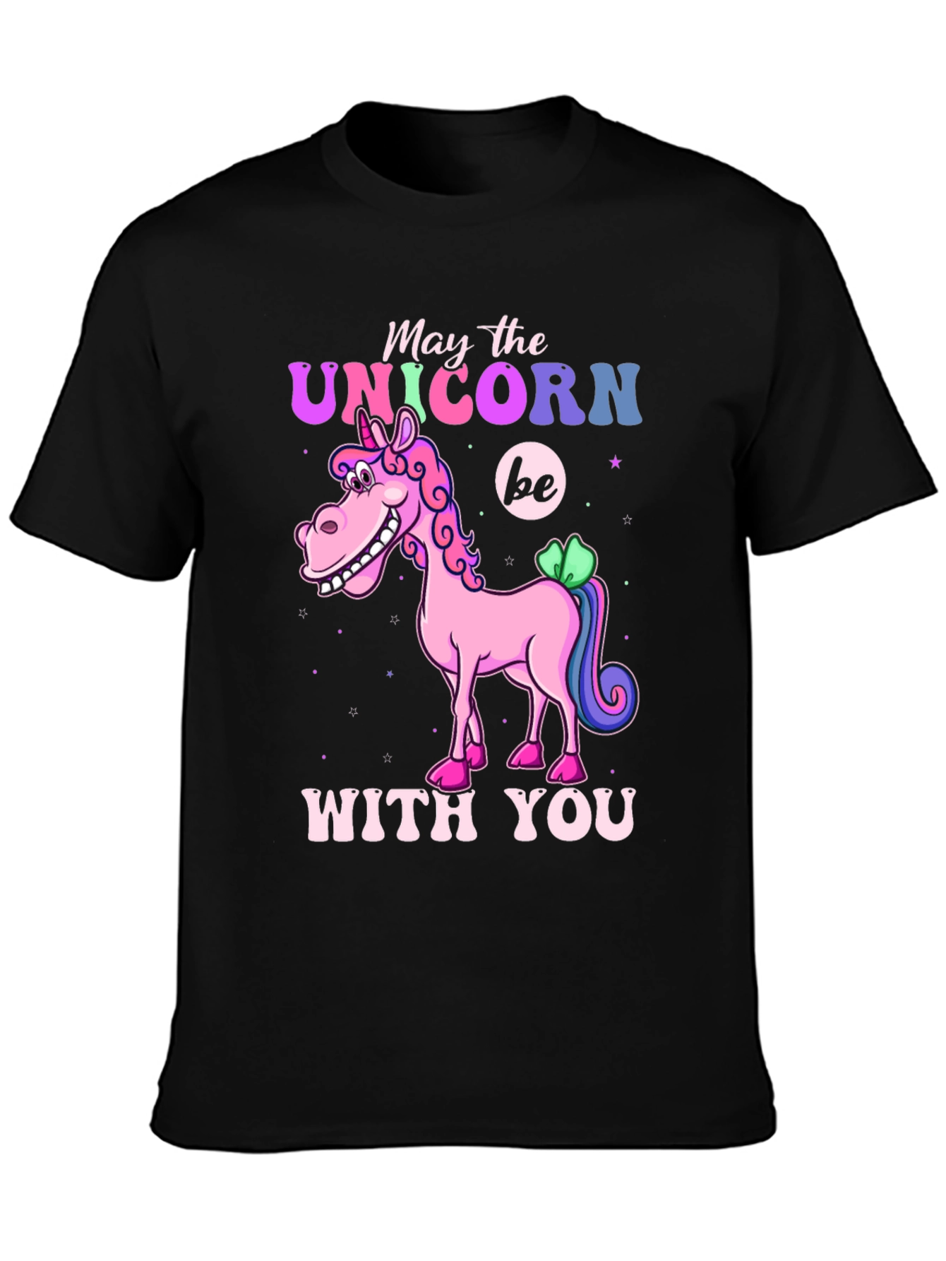 Black May the Unicorn Be With You T-Shirt view 3
