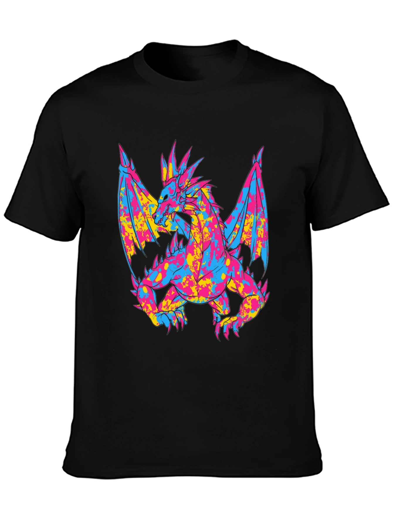 Black Vibrant Dragon Graphic Black T-Shirt view 3