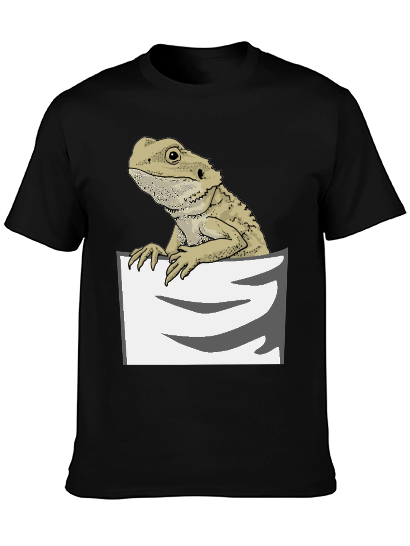 Black Bearded Dragon Pocket T-Shirt - Cool Reptile Lover Tee view 3