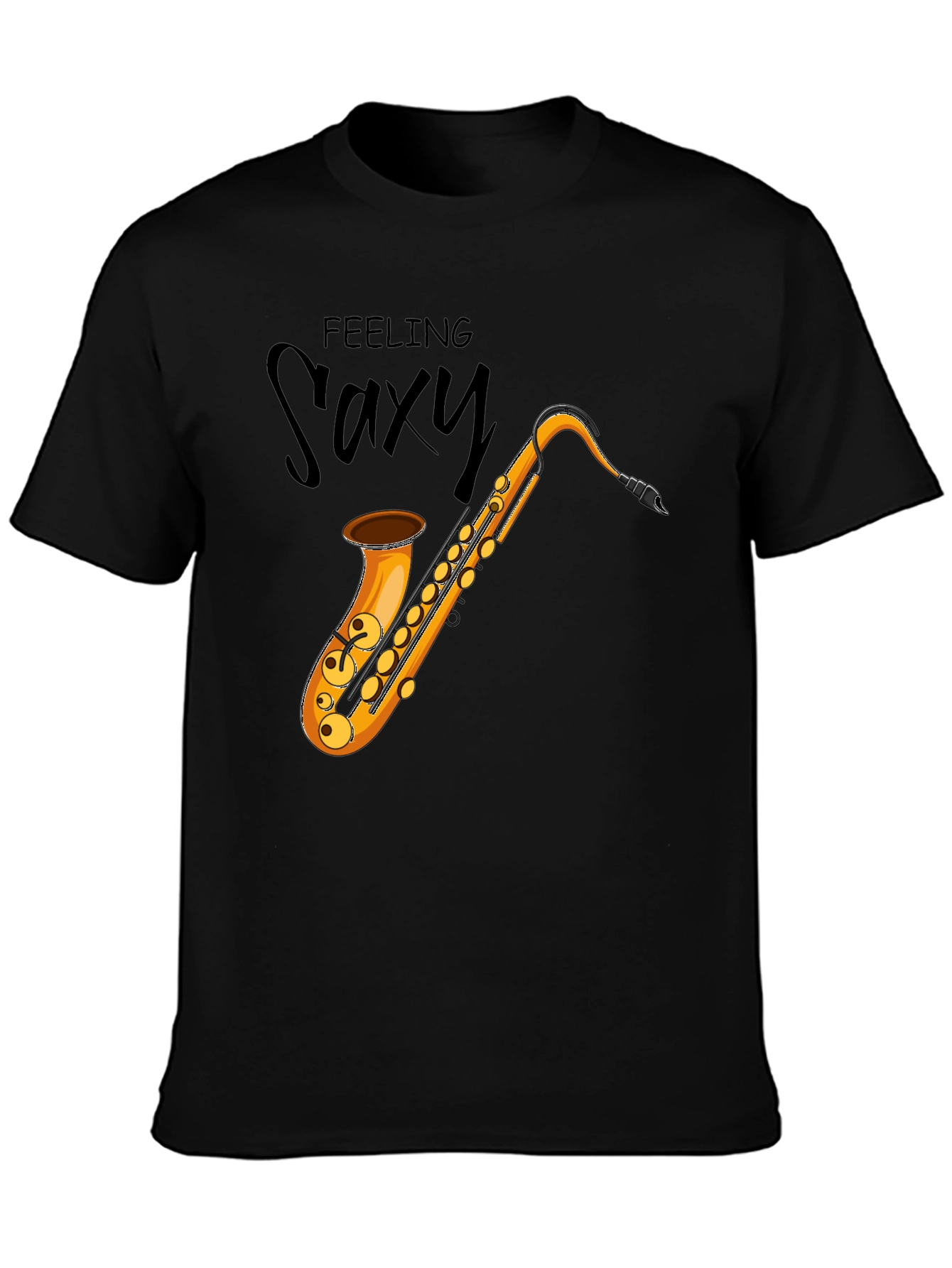 Black Feeling Saxy Black Graphic Tee view 3