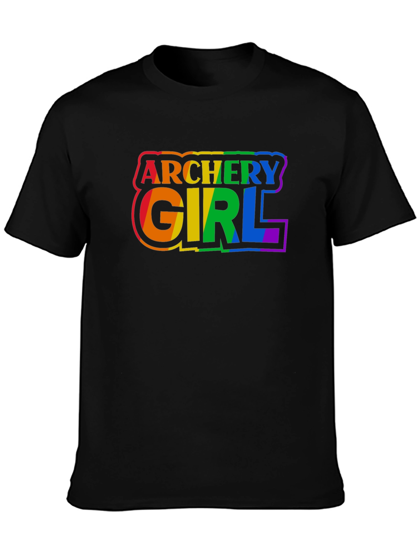 Black Archery Girl Pride T-Shirt - Rainbow Graphic Tee view 3