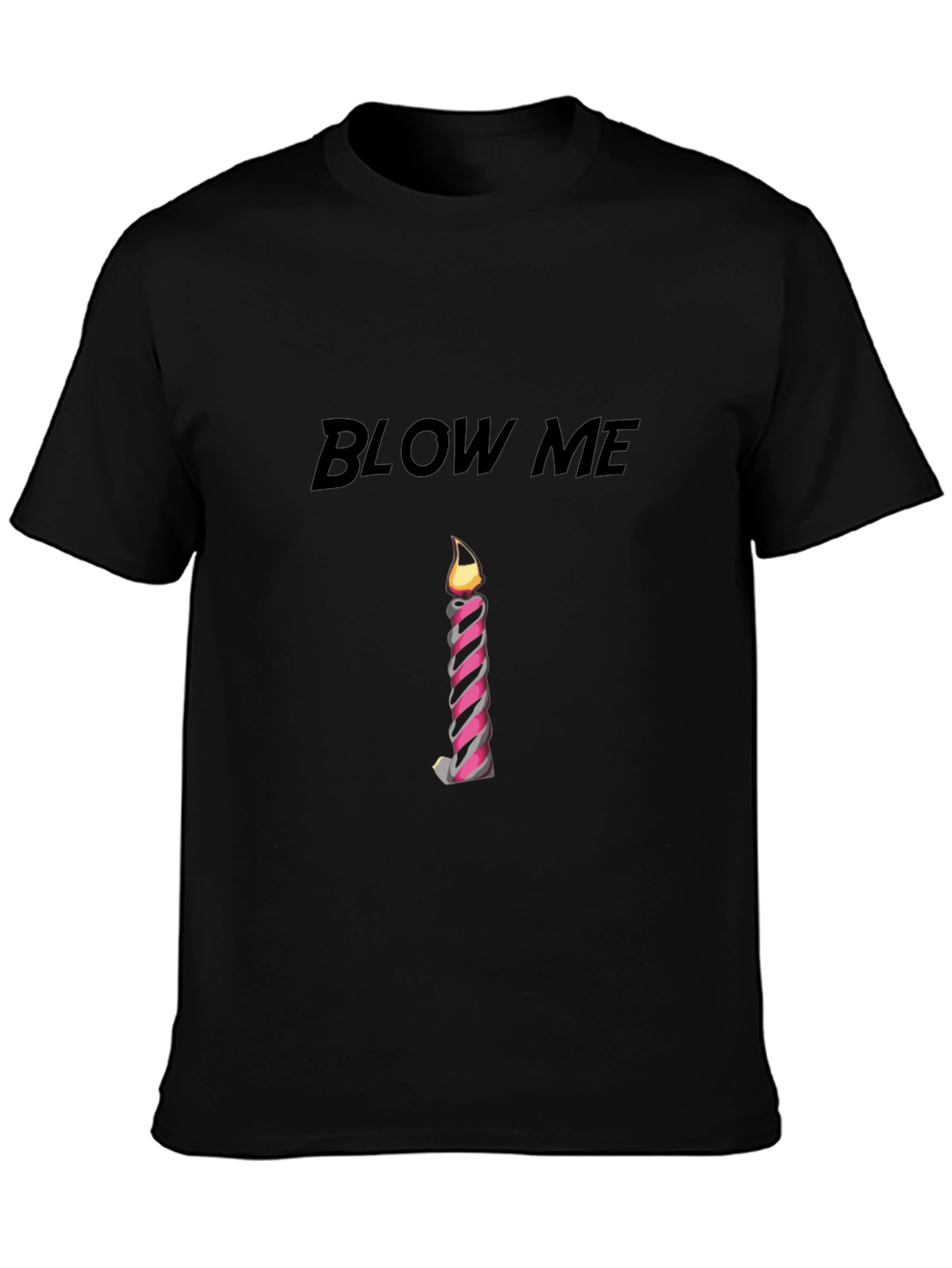 Black Blow Me Candle Graphic Black T-Shirt view 3
