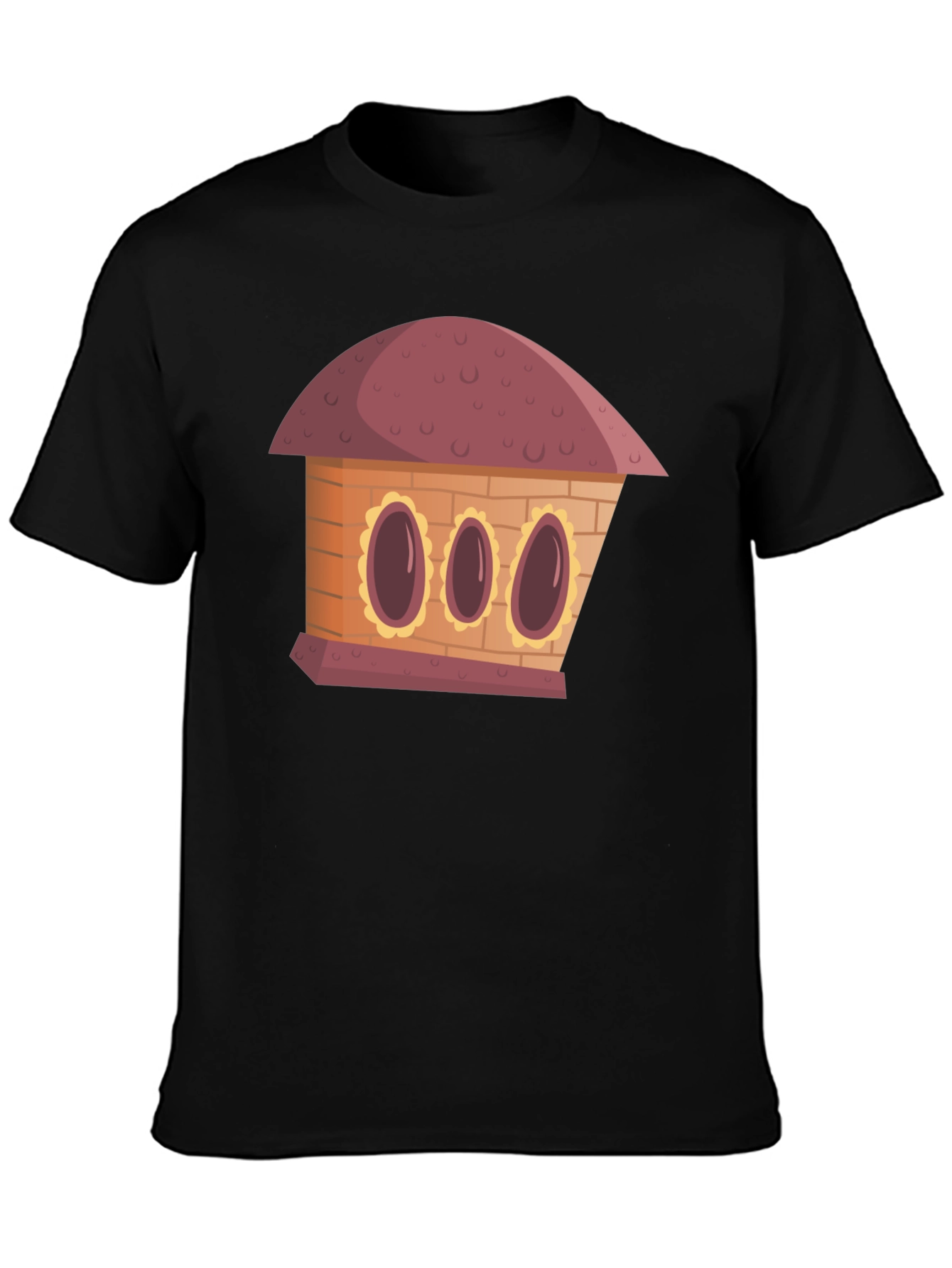 Black Cartoon House Graphic Tee - Unique Design view 3