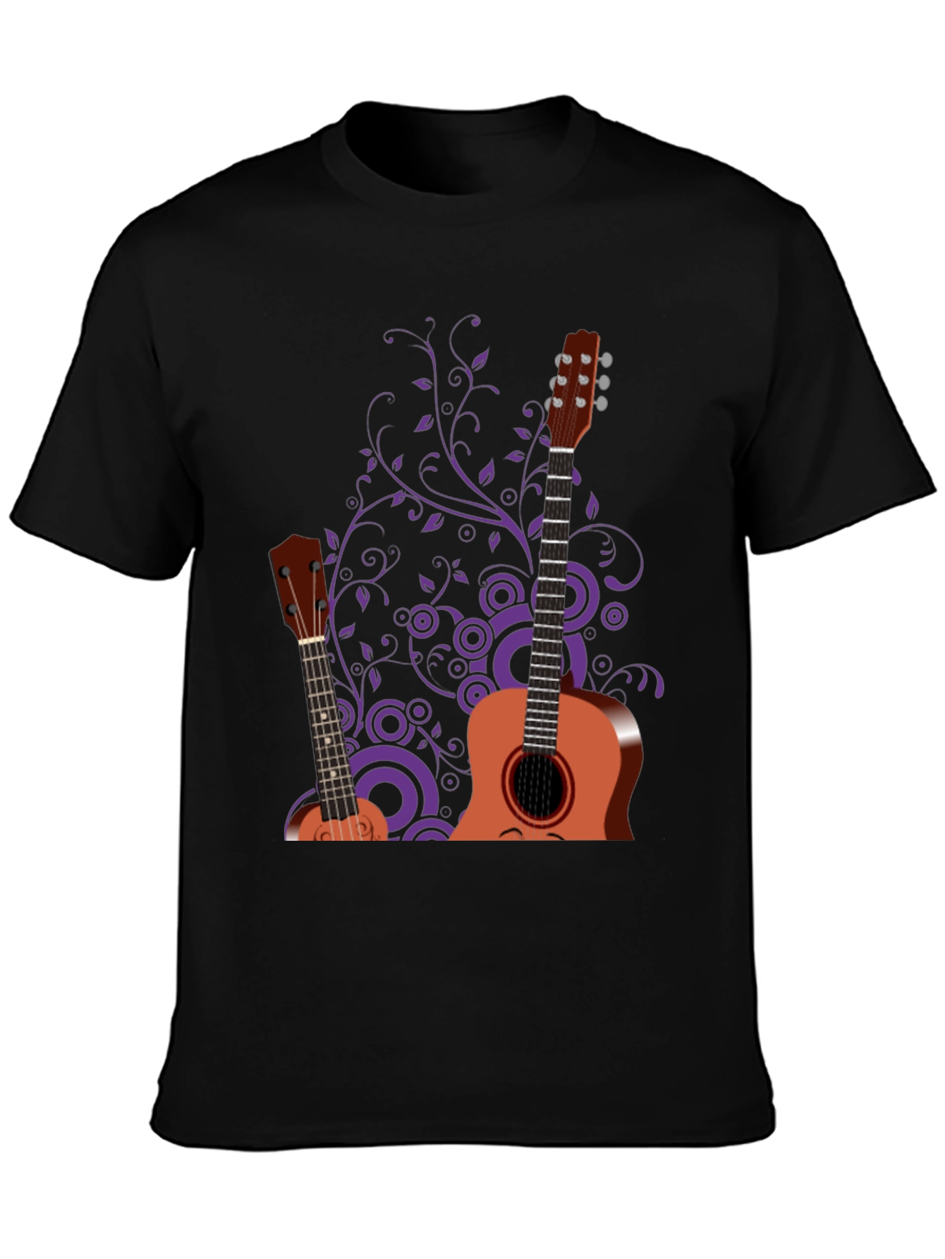 Black Stylish Guitar Graphic Black T-Shirt - Music Lover Tee view 3