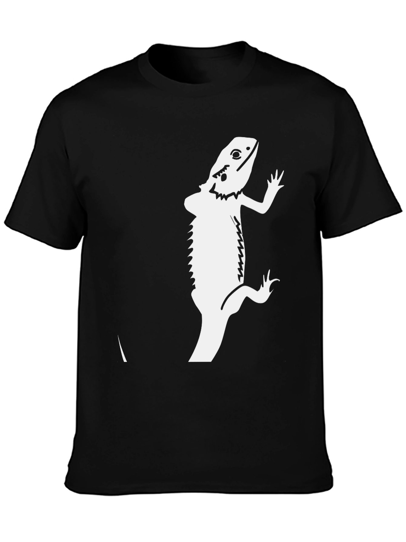 Black Bearded Dragon Graphic Tee - Black Cotton T-Shirt view 3