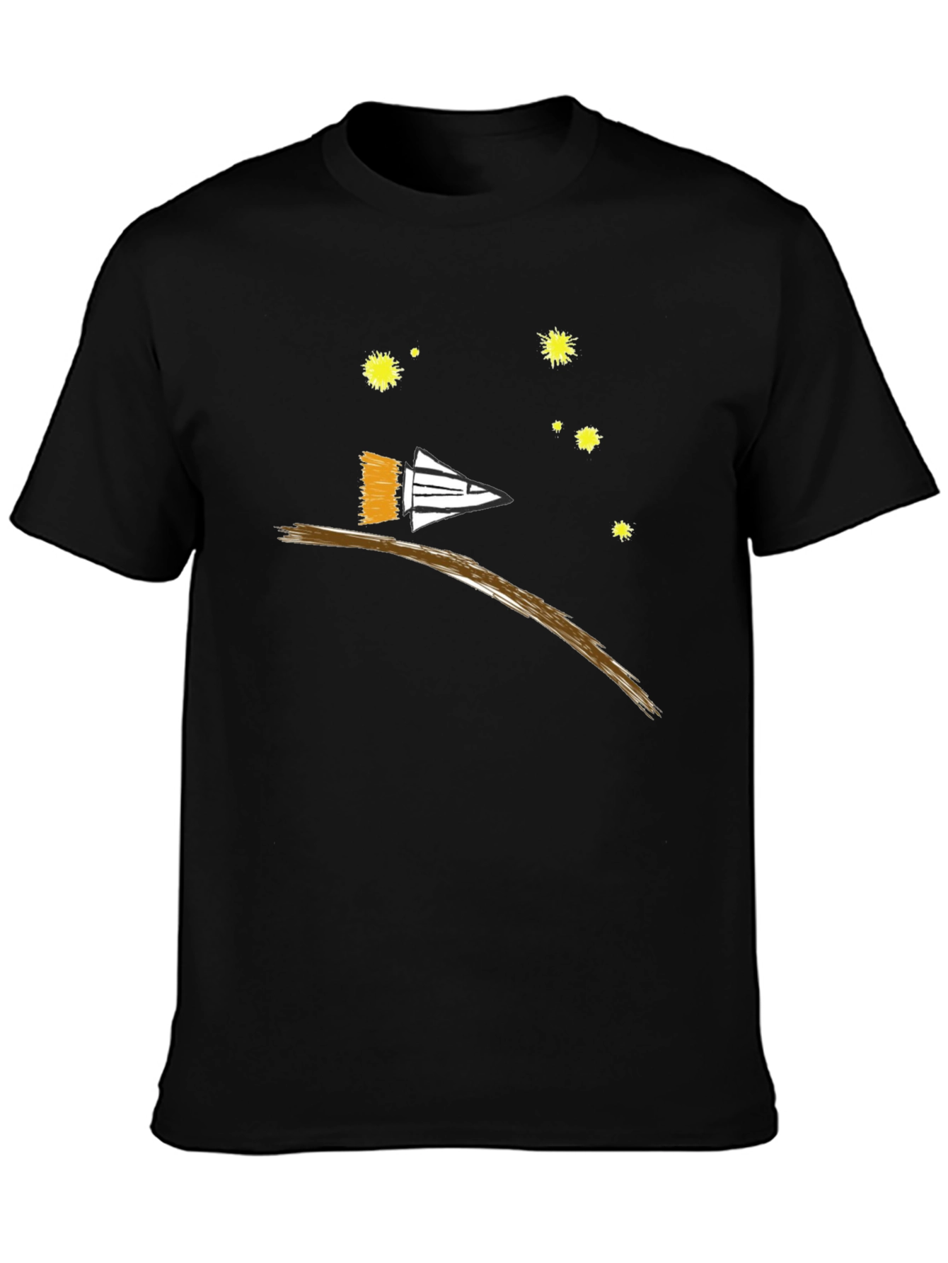 Black Men's Graphic Tee - Rocket & Stars view 3