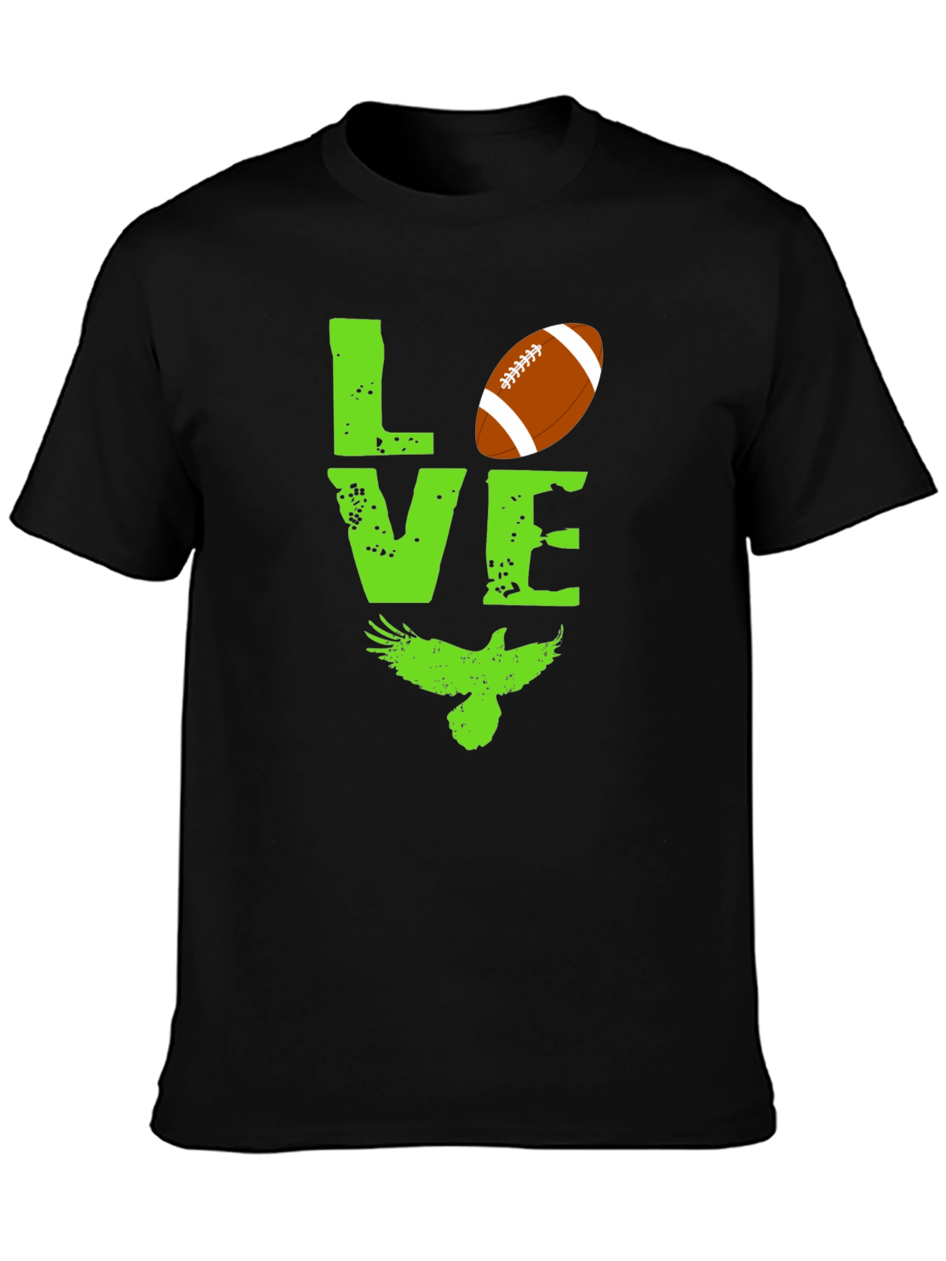 Black Love Football and Eagles Graphic T-Shirt view 3