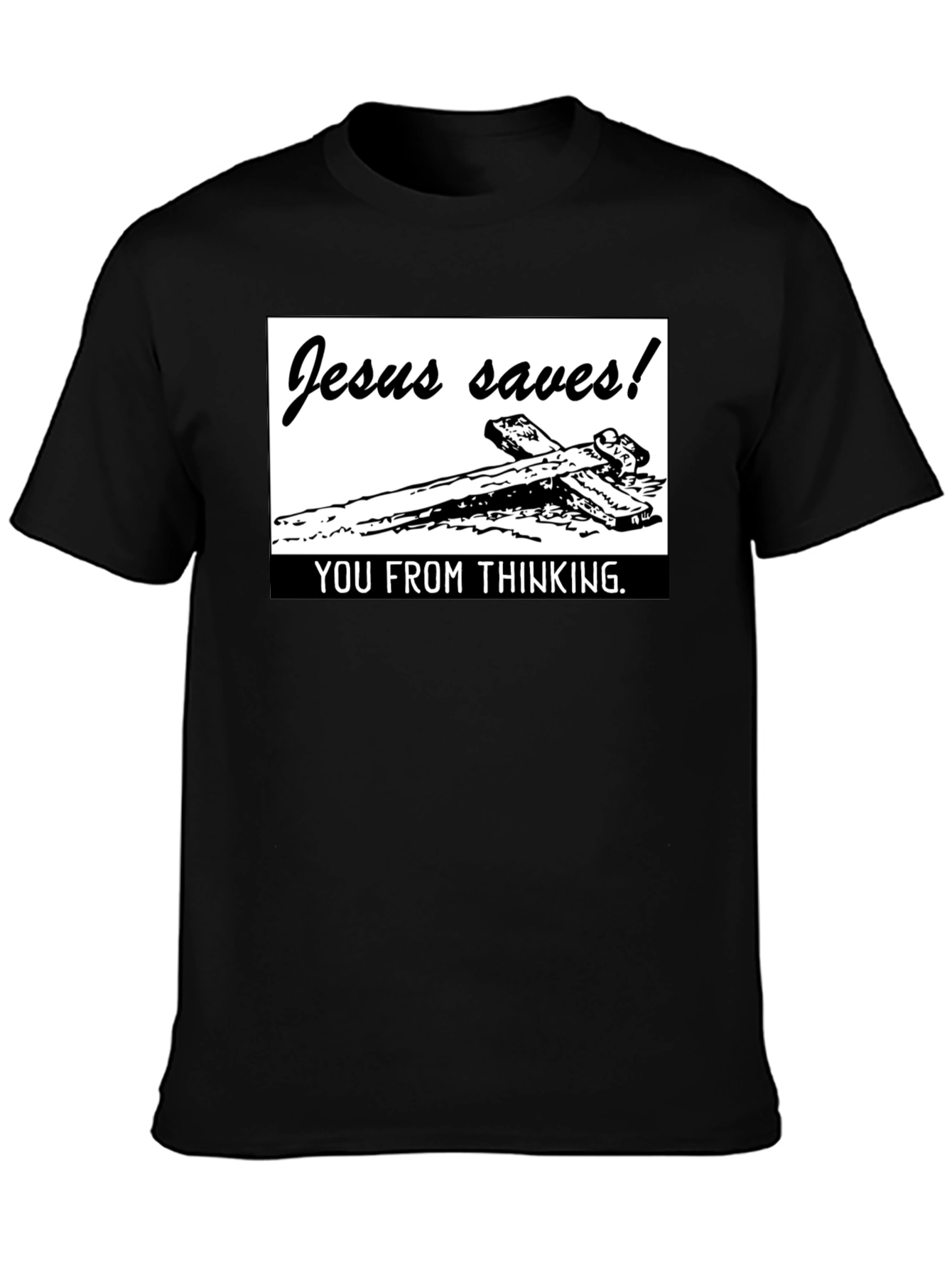 Black Jesus Saves! Graphic T-Shirt - Black view 3