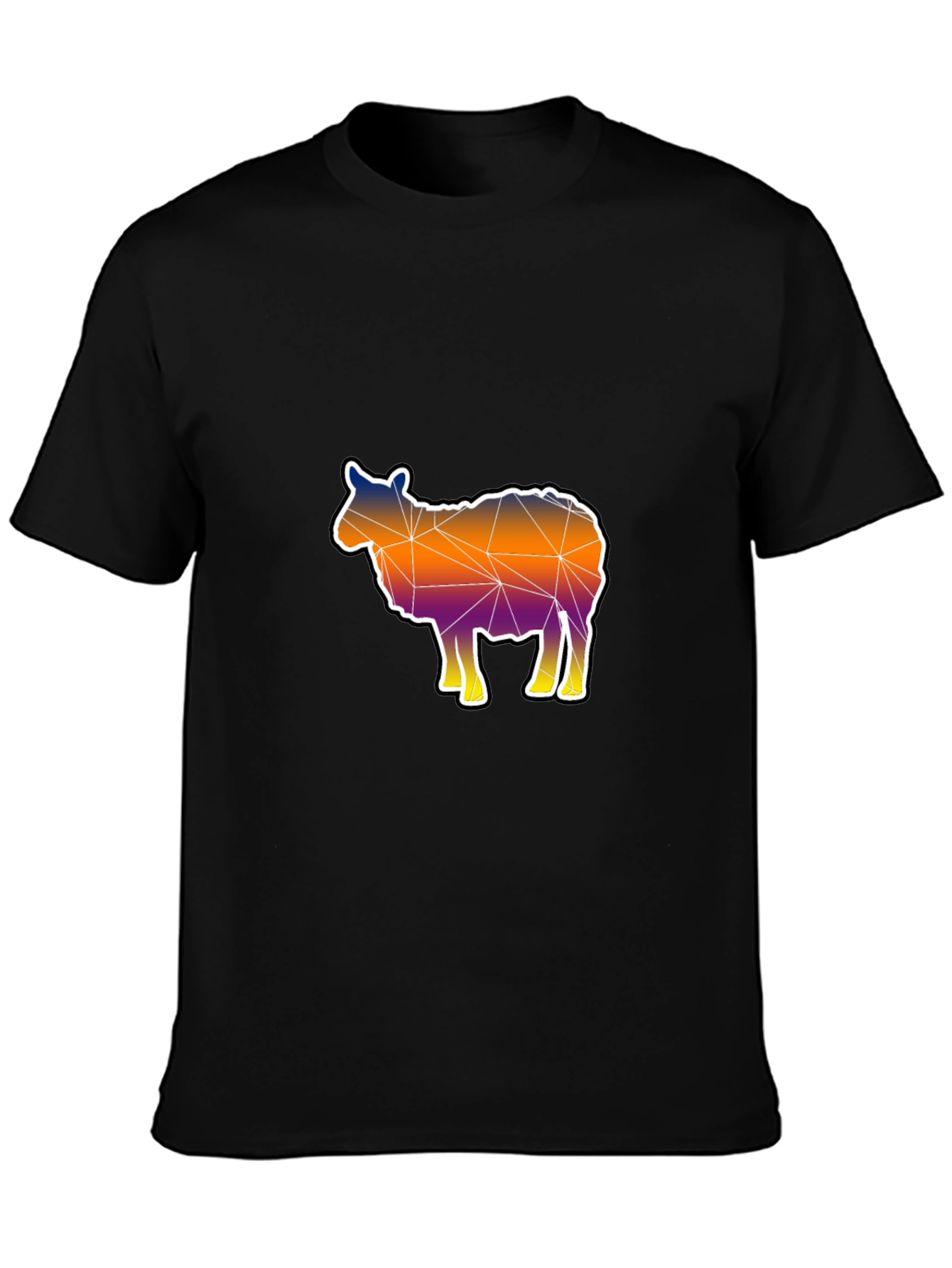 Black Geometric Sheep Graphic Tee - Modern Art Shirt view 3
