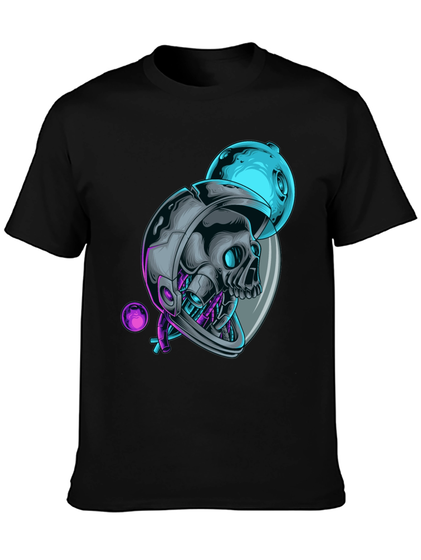 Black Astronaut Skull Graphic Tee - Black view 3