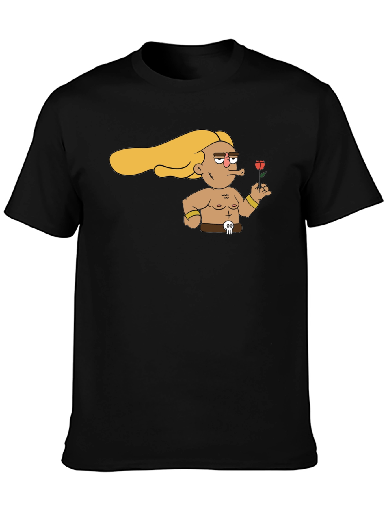 Black Cartoon Warrior T-Shirt - Unique Graphic Tee view 3