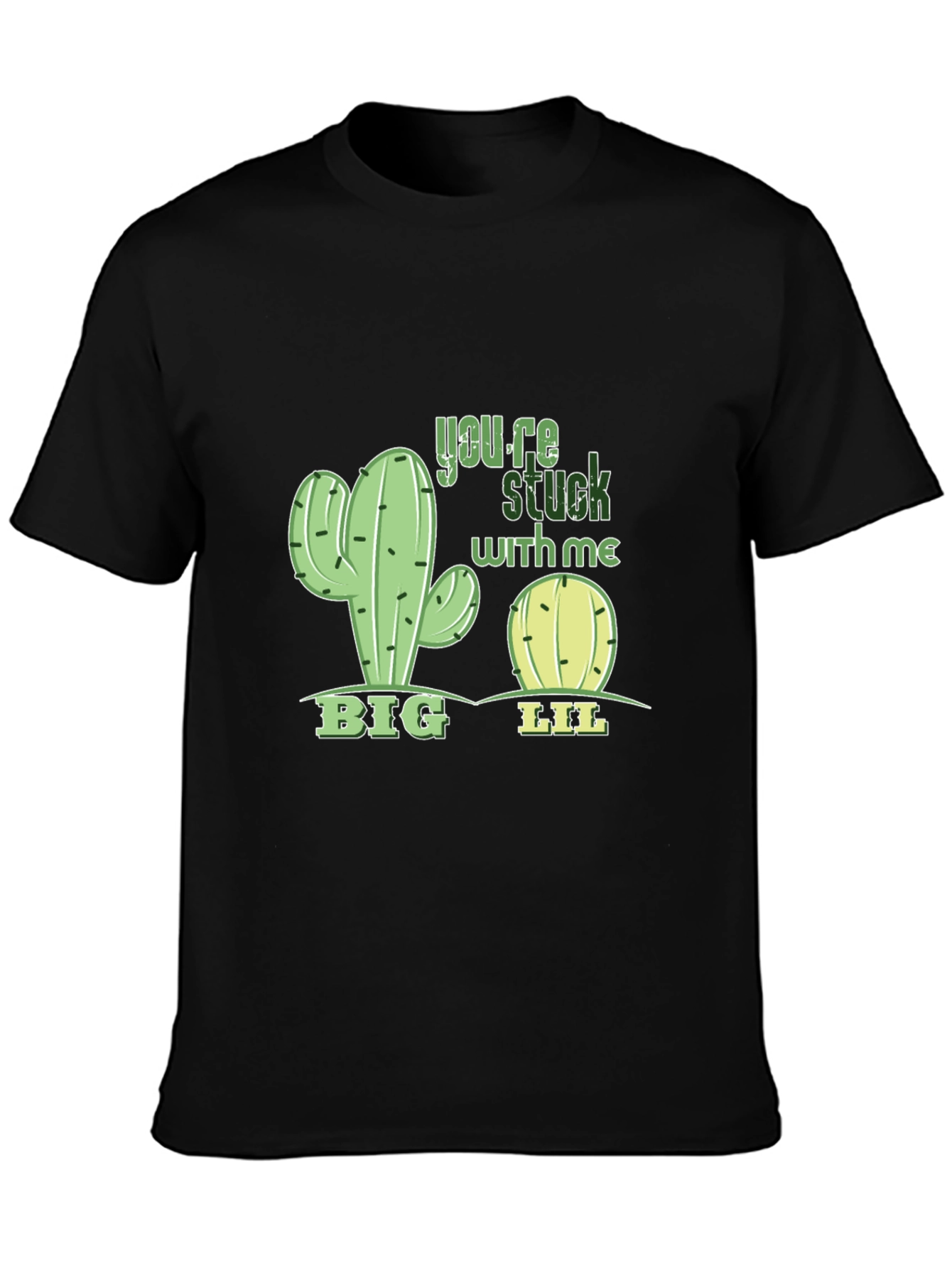 Black Funny Cactus You're Stuck With Me T-Shirt view 3