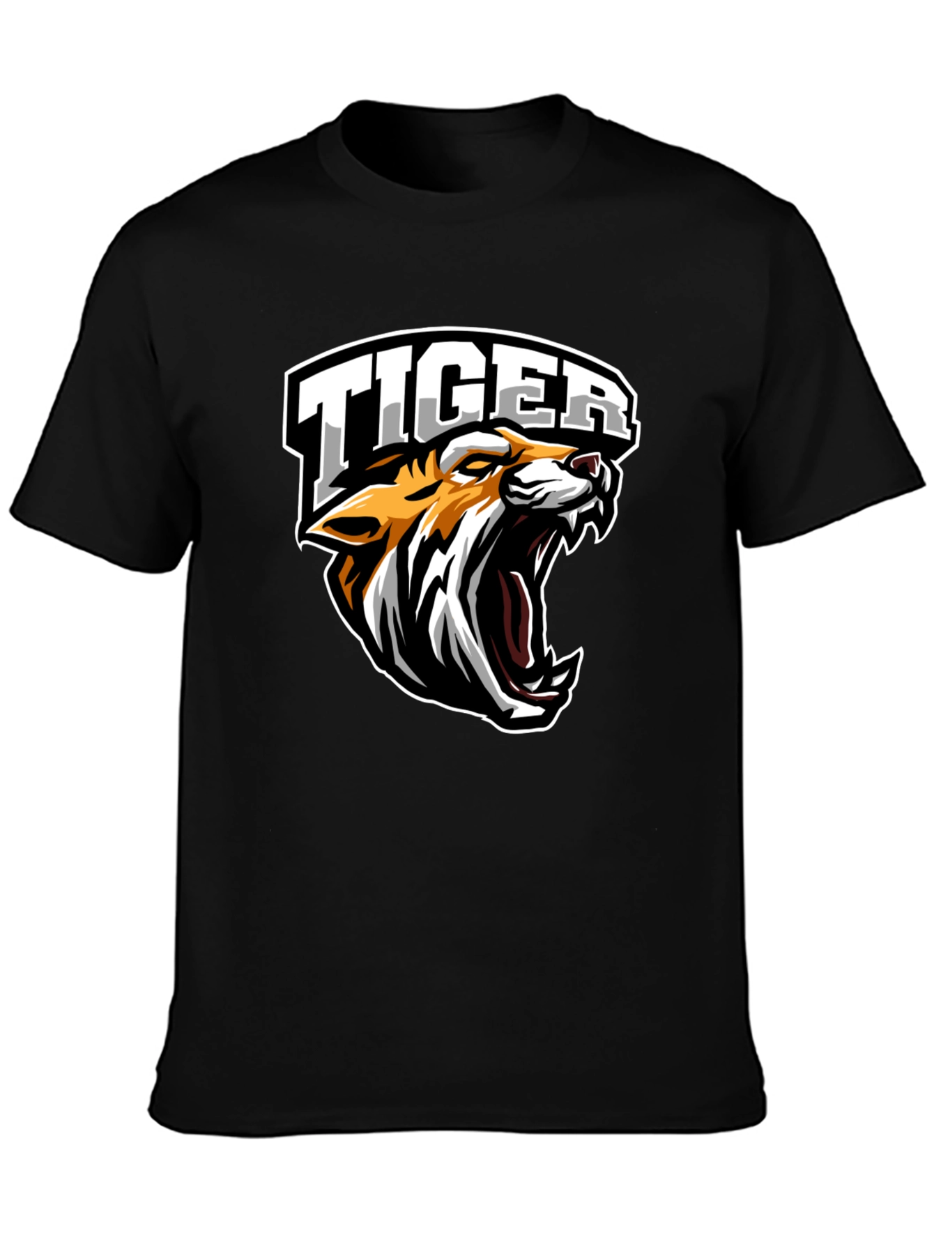 Black Tiger Graphic Tee - Black Cotton T-Shirt view 3