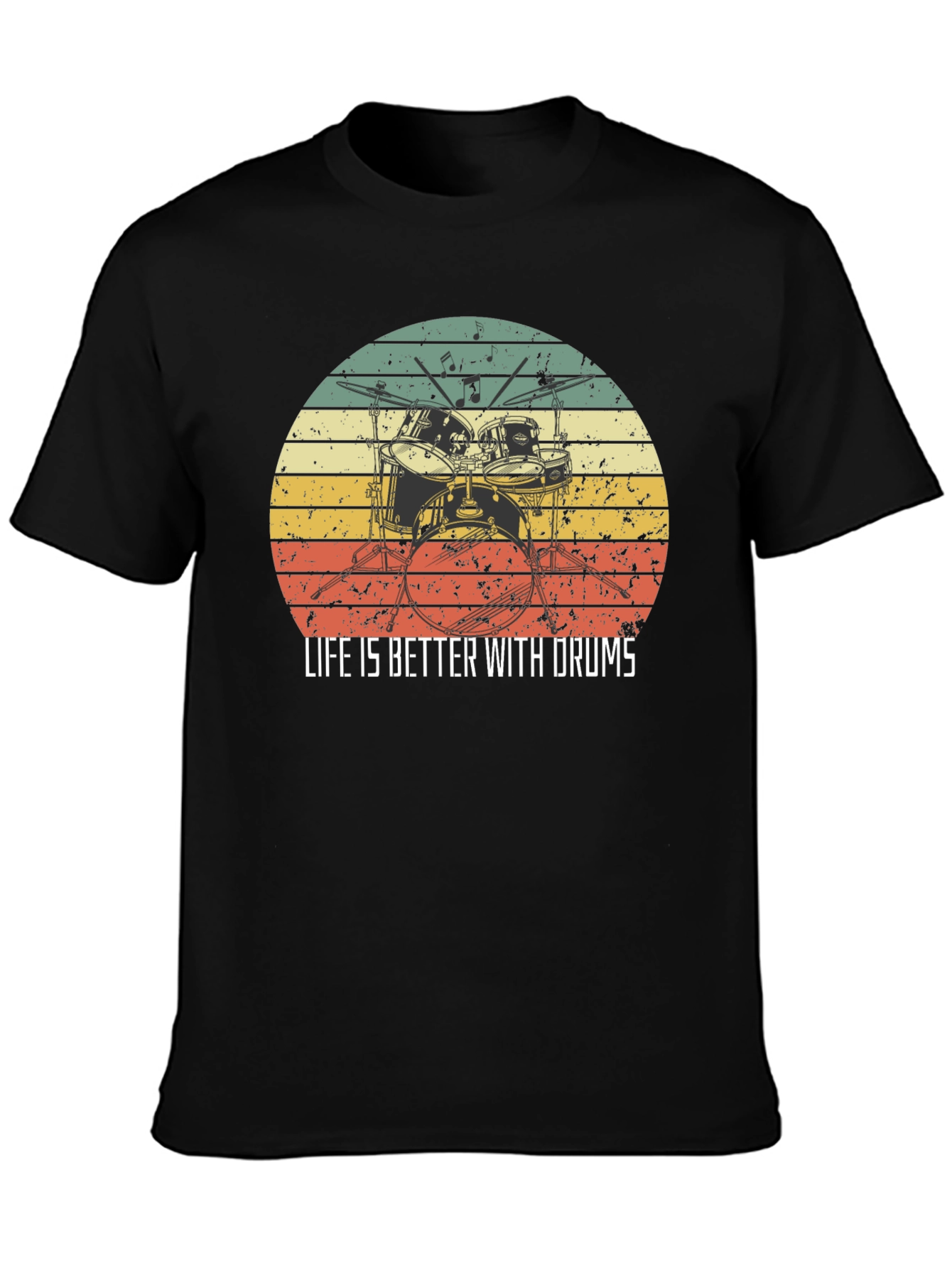 Black Life is Better With Drums Black T-Shirt view 3