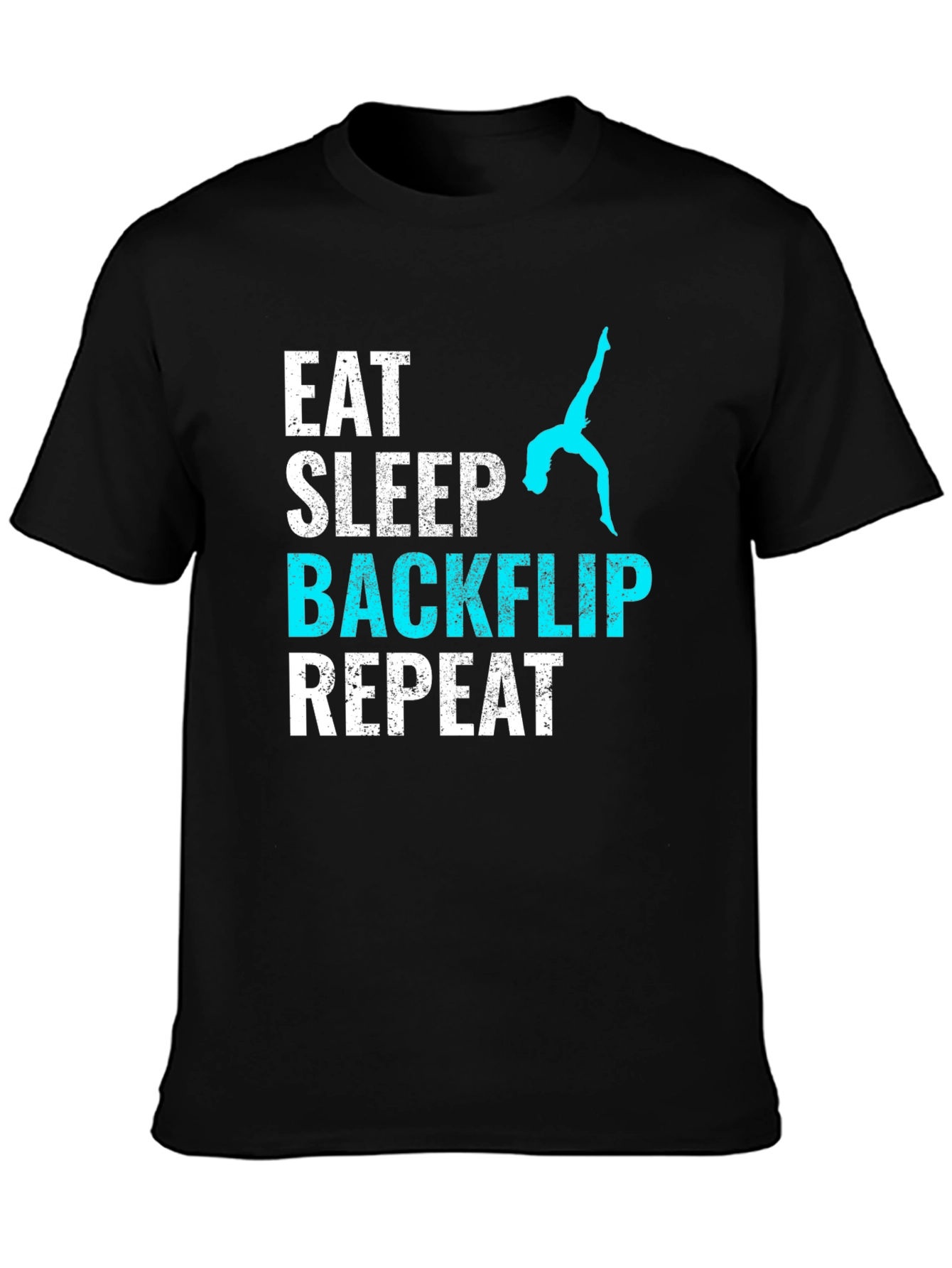 Black Eat Sleep Backflip Repeat T-Shirt - Gymnast Tee view 3